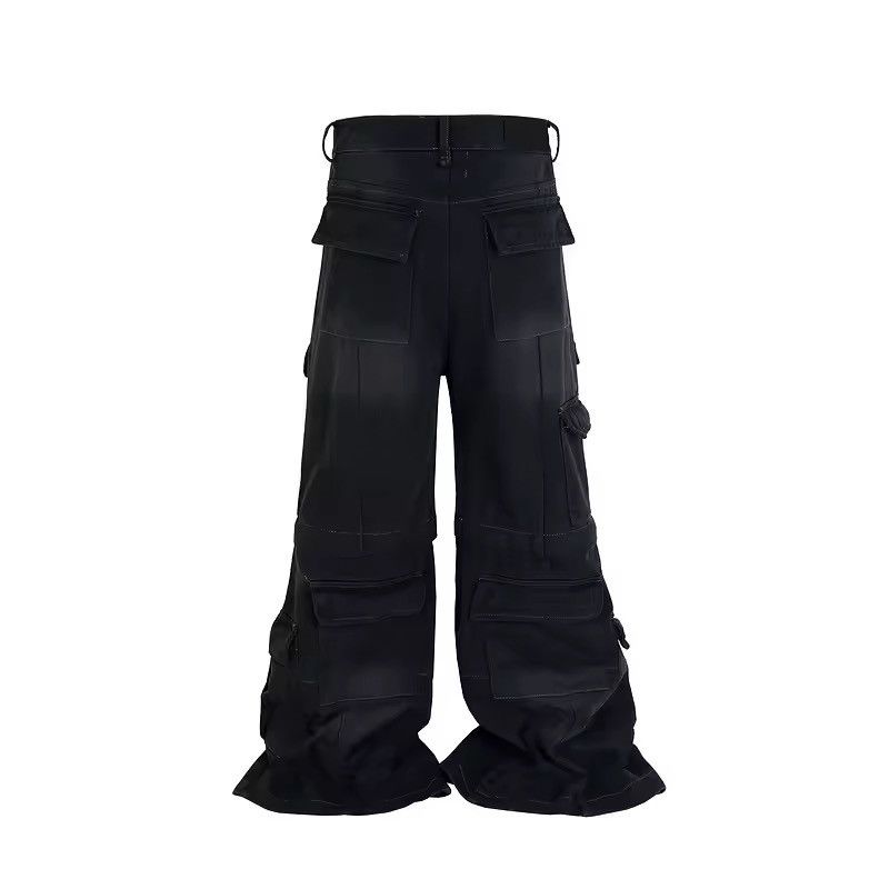 Jean Washed Blue Denim Flared Detachable Cargo Pant Size US 33 - 3 Thumbnail