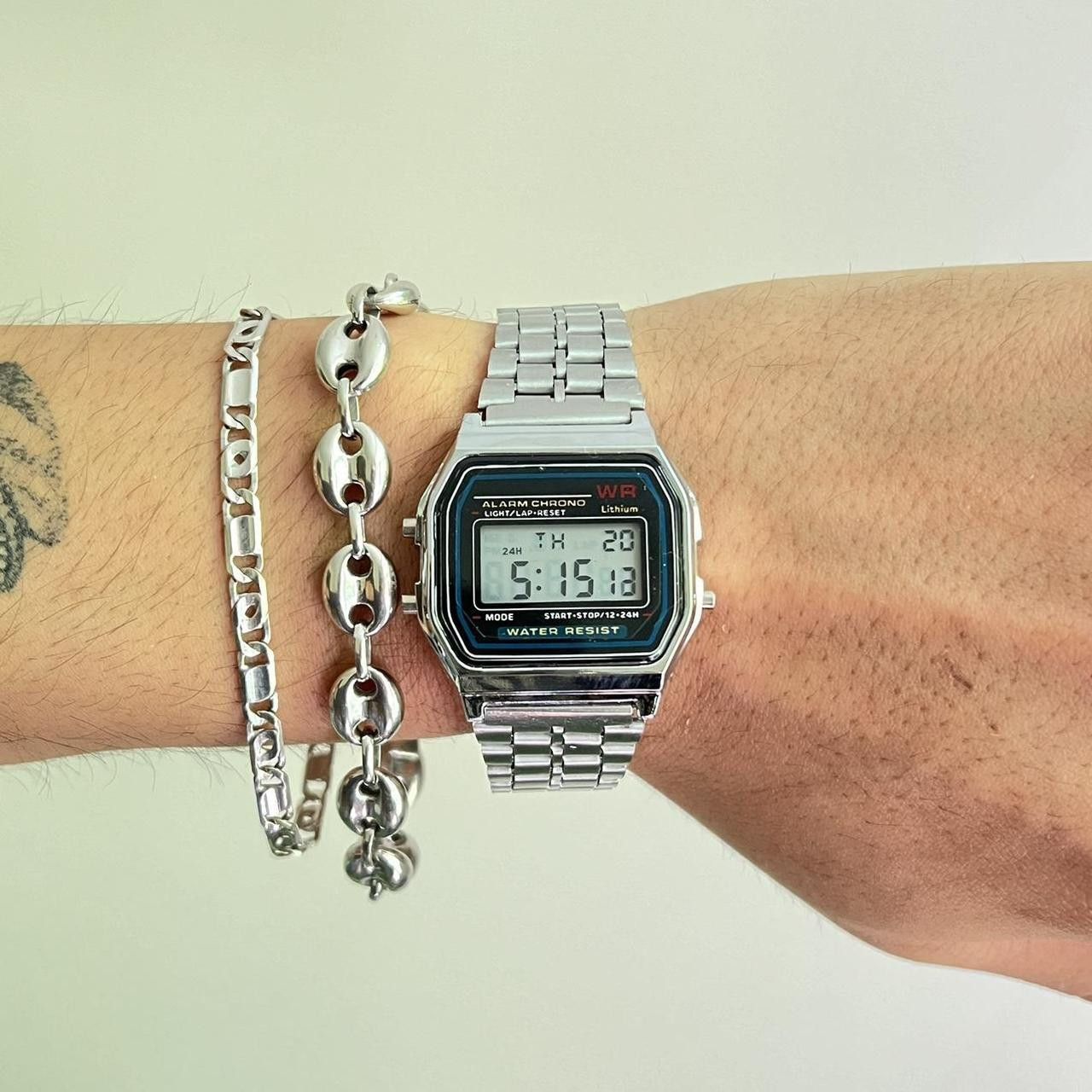 Jewelry × Vintage y2k 2000s vintage style stainless steel silver digital watch Size ONE SIZE - 2 Thumbnail