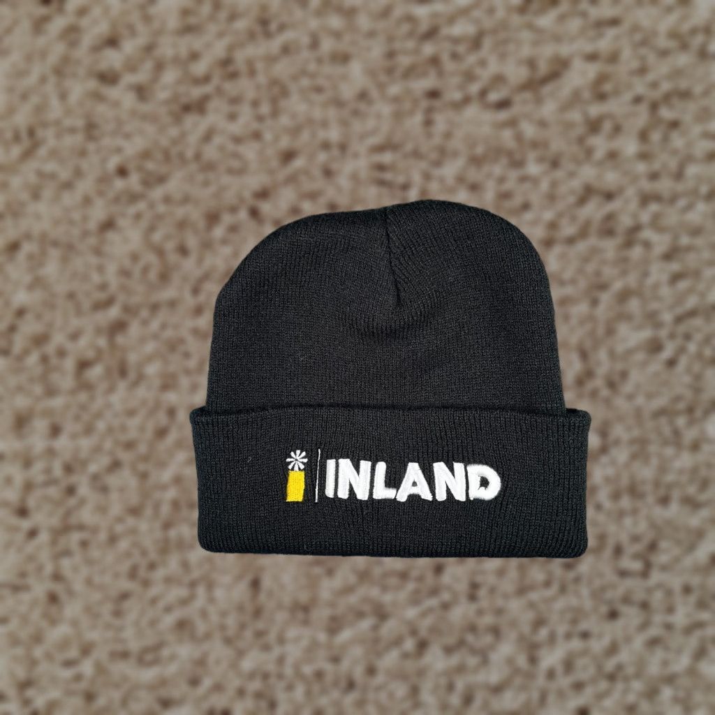 Vintage Inland Group Beanie Adult One Size Black Knit 100% Acrylic Embroidered Size ONE SIZE - 1 Thumbnail