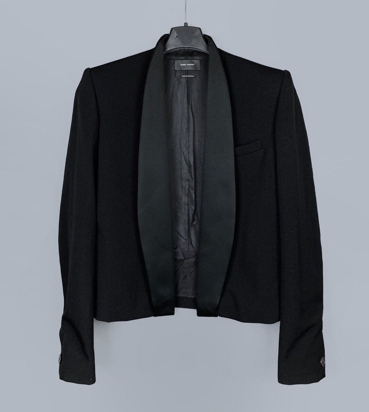 Isabel Marant Women's ISABEL MARANT Satin Trimmed Wool Cropped Jacket 38 Size XS / US 0-2 / IT 36-38 - 5 Thumbnail