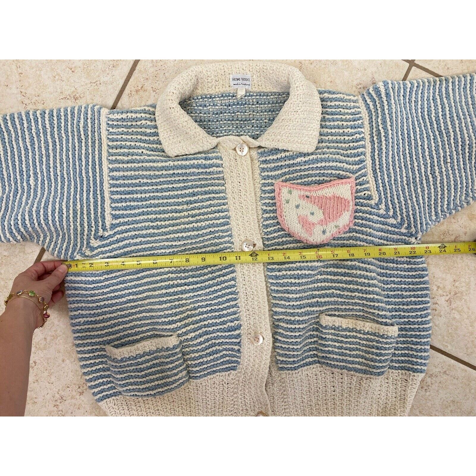 Henri Bendel VTG Henri Bendel Cardigan Sweater Knit Fish Striped L READ Size L / US 10 / IT 46 - 11 Thumbnail