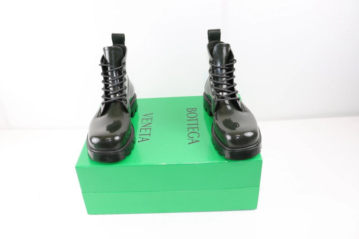 Bottega Veneta Shiny Rubber Stride Ankle Boots Bottle Green Size US 11 / IT 41 - 3 Thumbnail