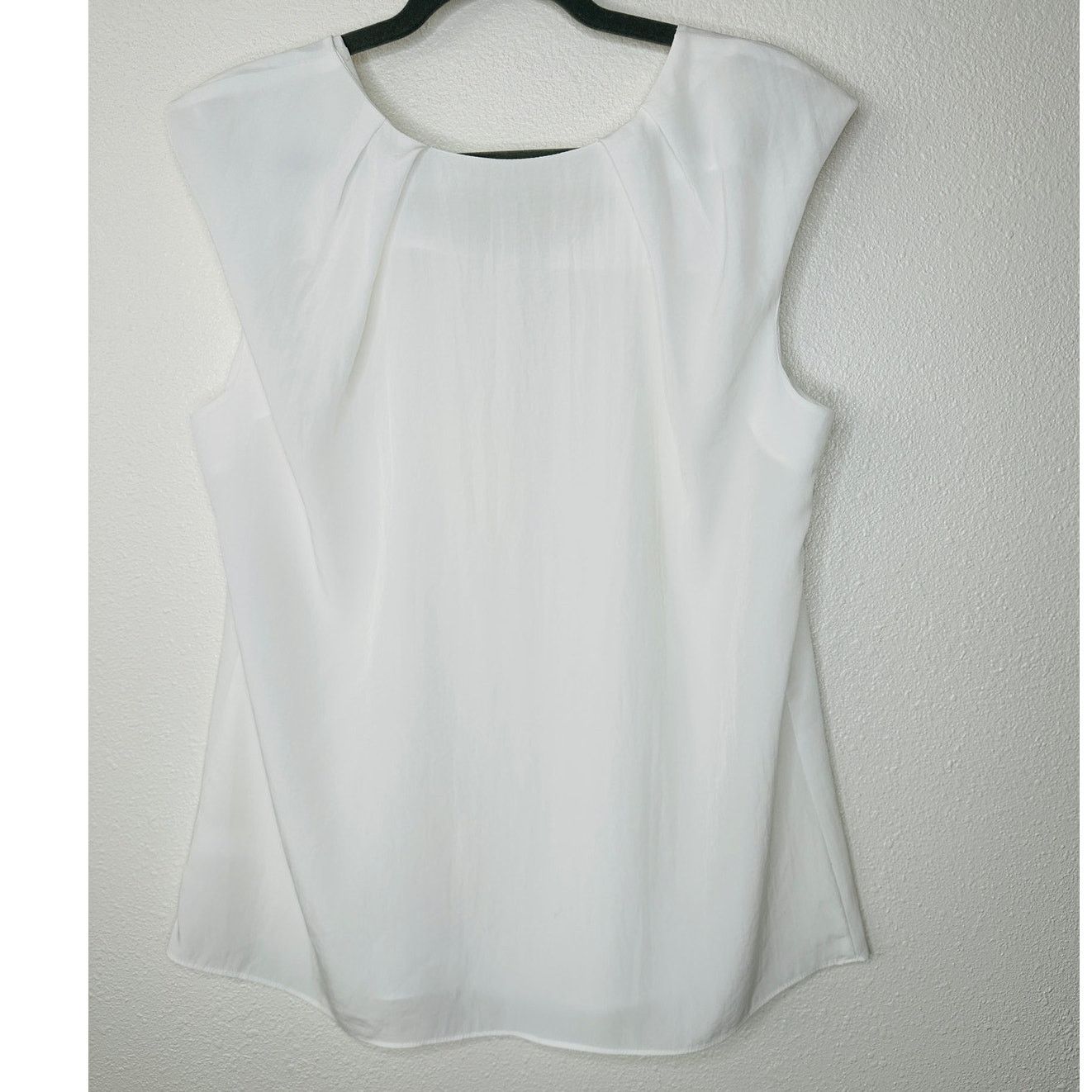 Gap Gap Off White Pleated Shoulder Cap Sleeve Round Neck Blouse Size L / US 10 / IT 46 - 10 Thumbnail