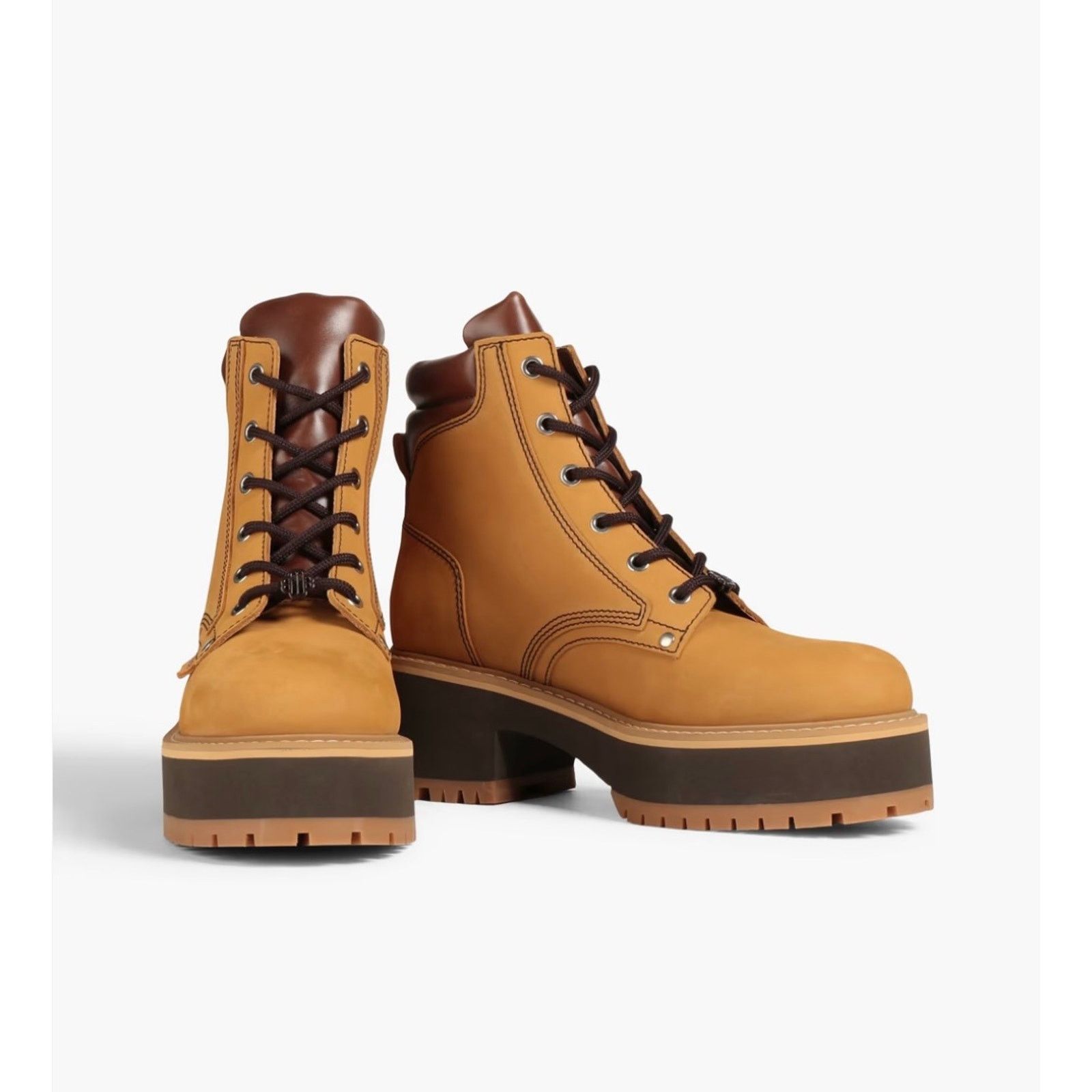 Maje NEW Maje Brown Nubuck Combat Boots Brown size 40 Size US 9.5 / IT 39.5 - 1 Thumbnail