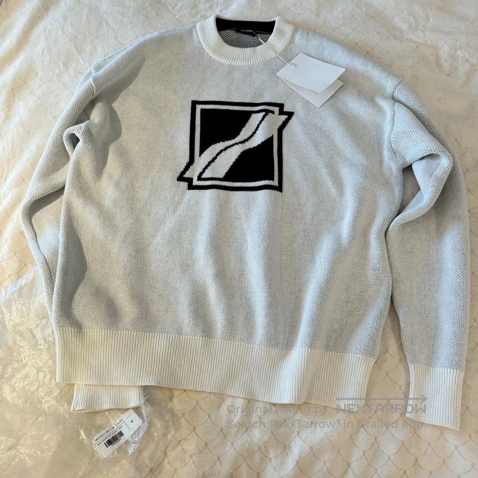 WE11DONE we11done logo knit long sleeve sweater white. Size US M / EU 48-50 / 2 - 1 Thumbnail