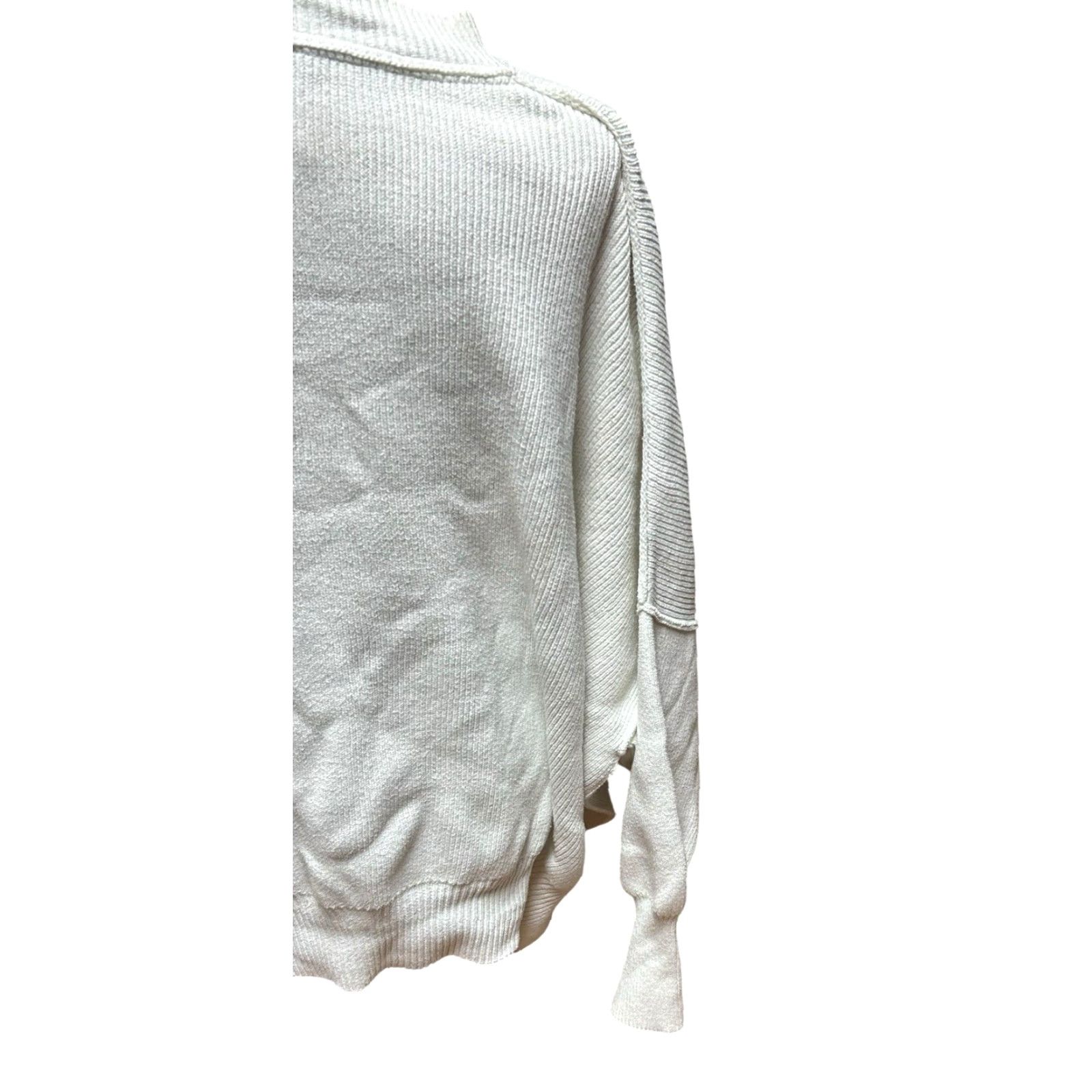 Free People Free People Womens Cotton Long Sleeve Cropped Boxy Sweater White Size Large Read Size L / US 10 / IT 46 - 7 Thumbnail