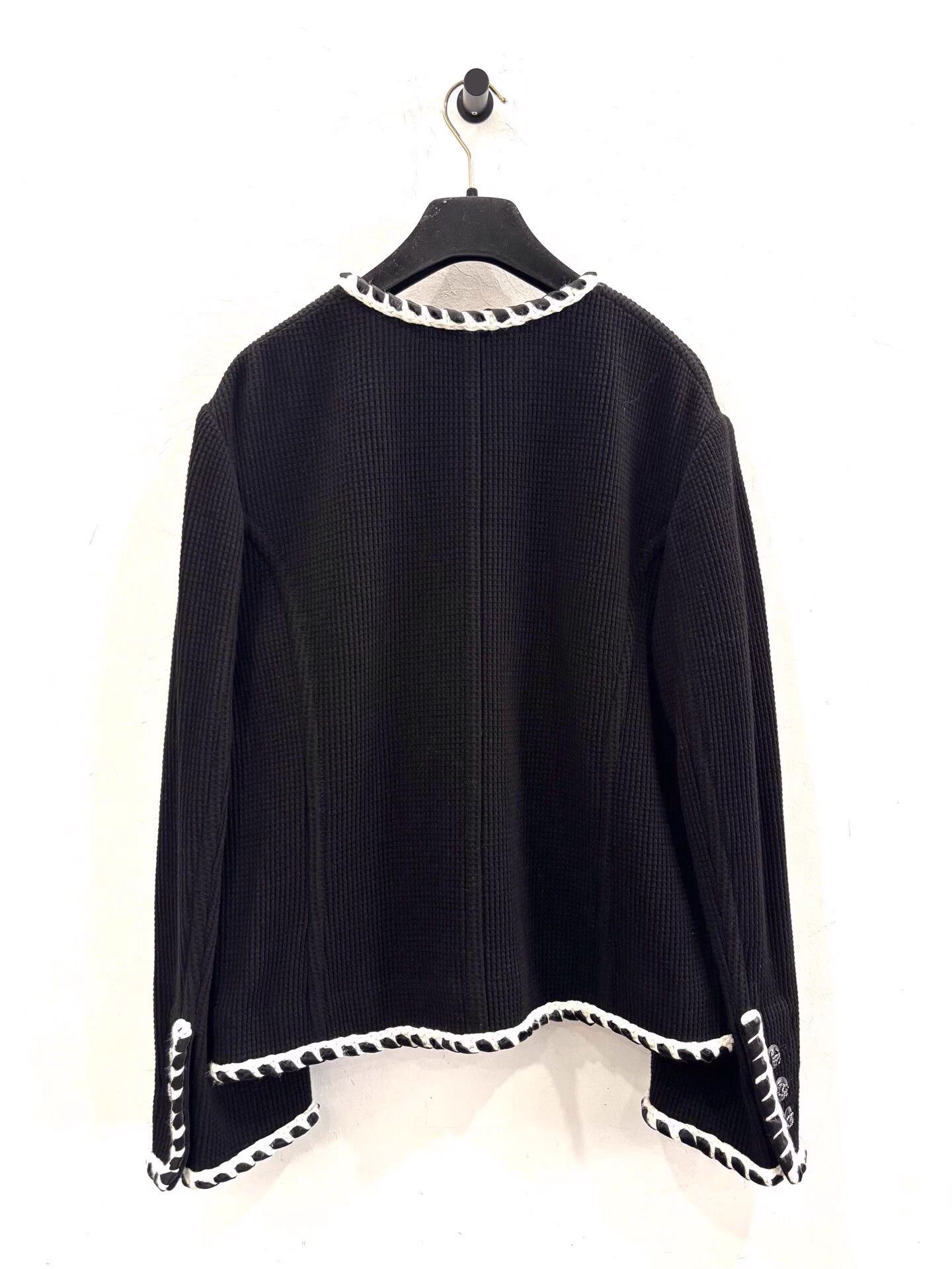 Chanel Chanel Resort Waffle Black Cardigan CC Crystal Buttons Size L / US 10 / IT 46 - 3 Thumbnail
