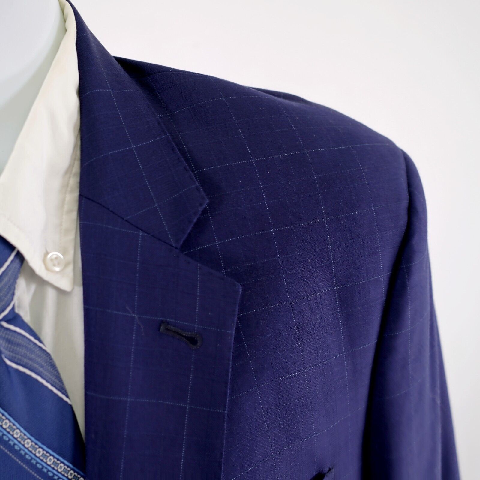 Jos. A. Bank Jos A Bank Signature Gold Super 150s Wool Blue Windowpane 42 Size 42L - 2 Thumbnail