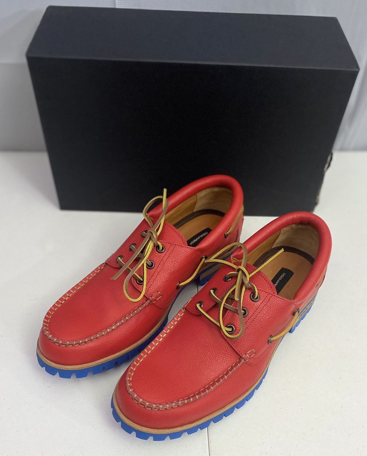 Dsquared2 Dsquared2 🇮🇹 Fire Leather Handmade Contrast Boat Shoes 7 NEW Size US 7 / EU 40 - 14 Thumbnail