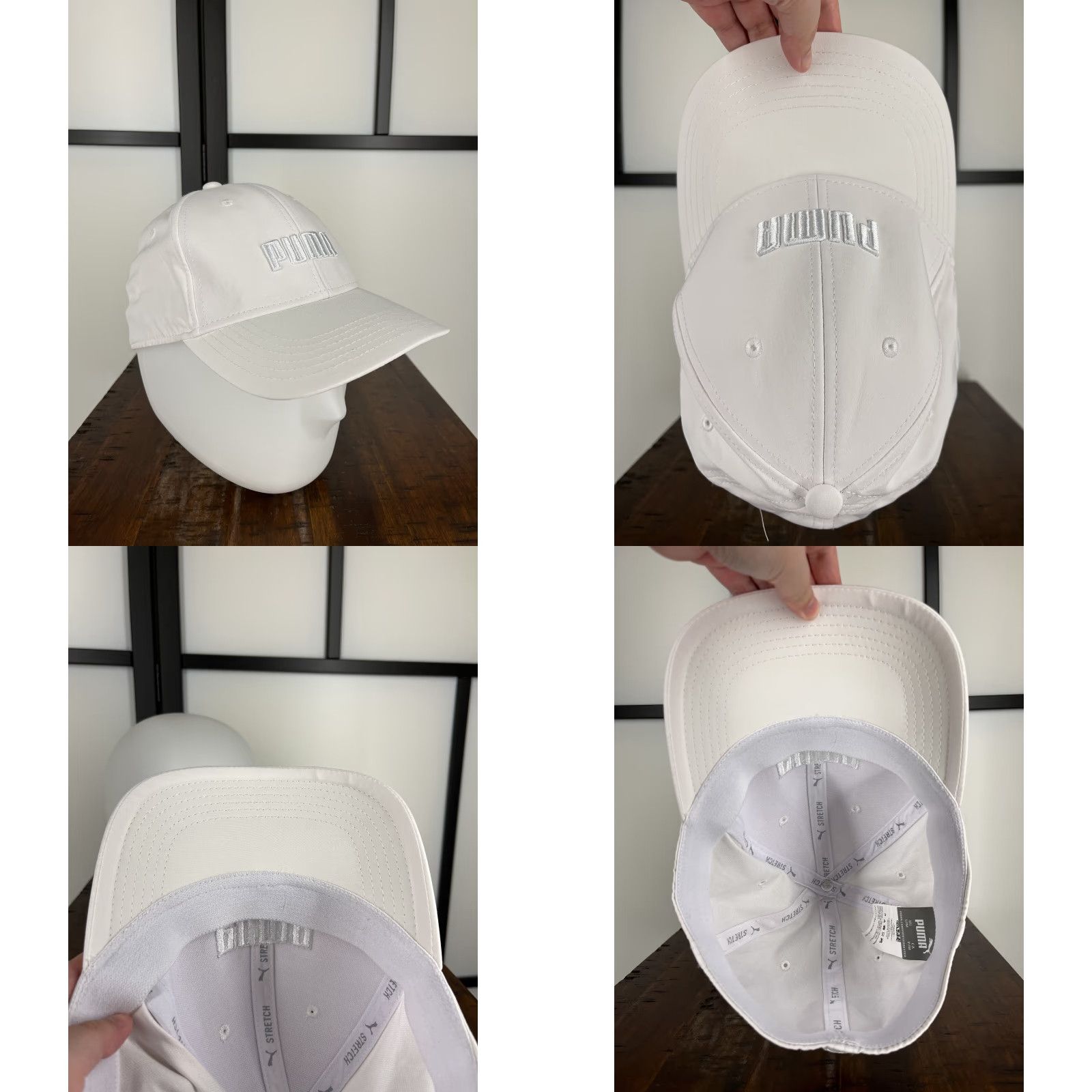 Puma PUMA Hat Cap Fitted Adult Medium White Embroidered Polyester Spandex Blend Golf Hat/Cap Modern Logo Size ONE SIZE - 8 Thumbnail