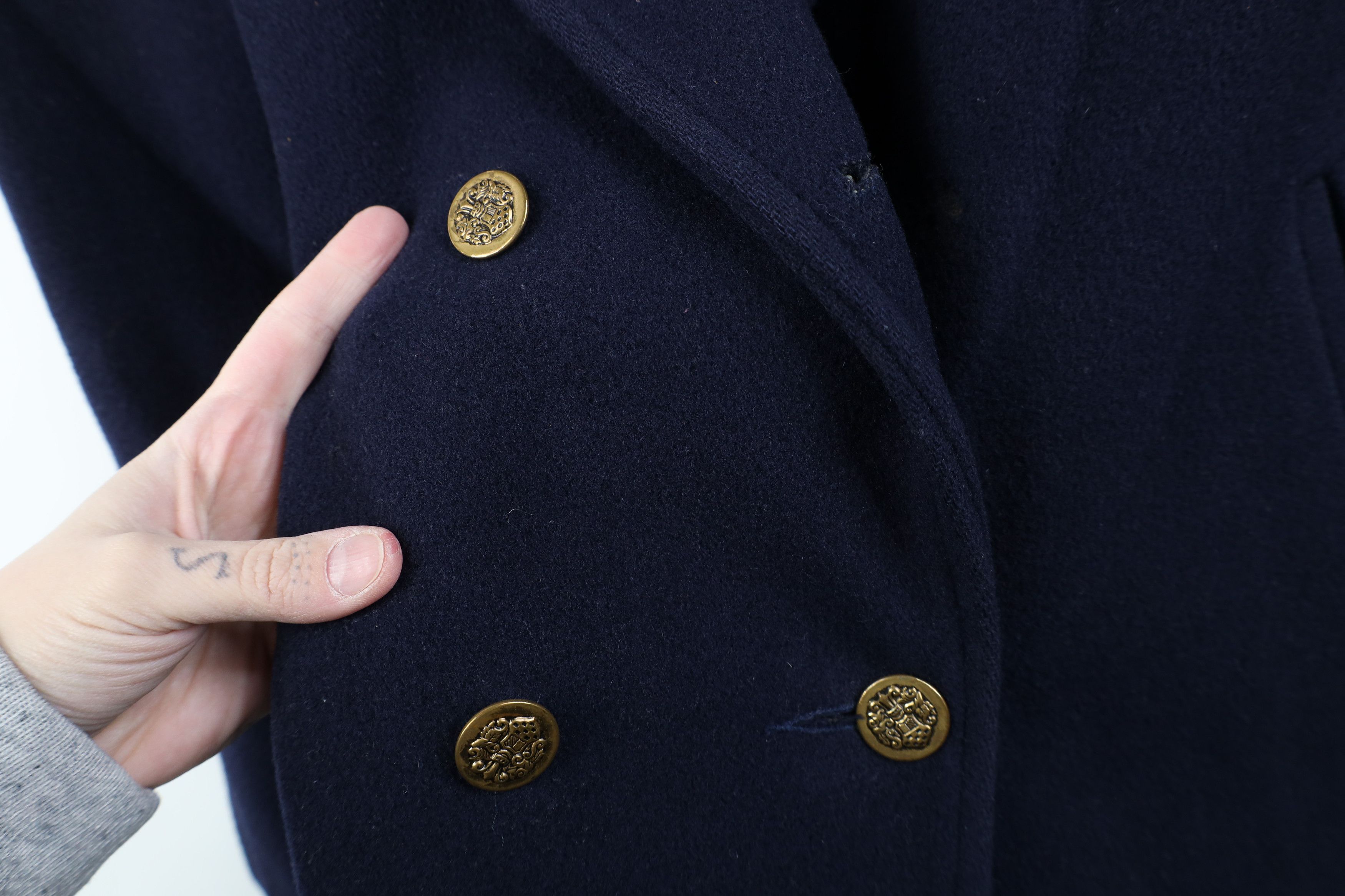 Vintage Vintage 90s Streetwear Wool Double Breasted Coat Jacket Blue Size XL / US 12-14 / IT 48-50 - 4 Thumbnail