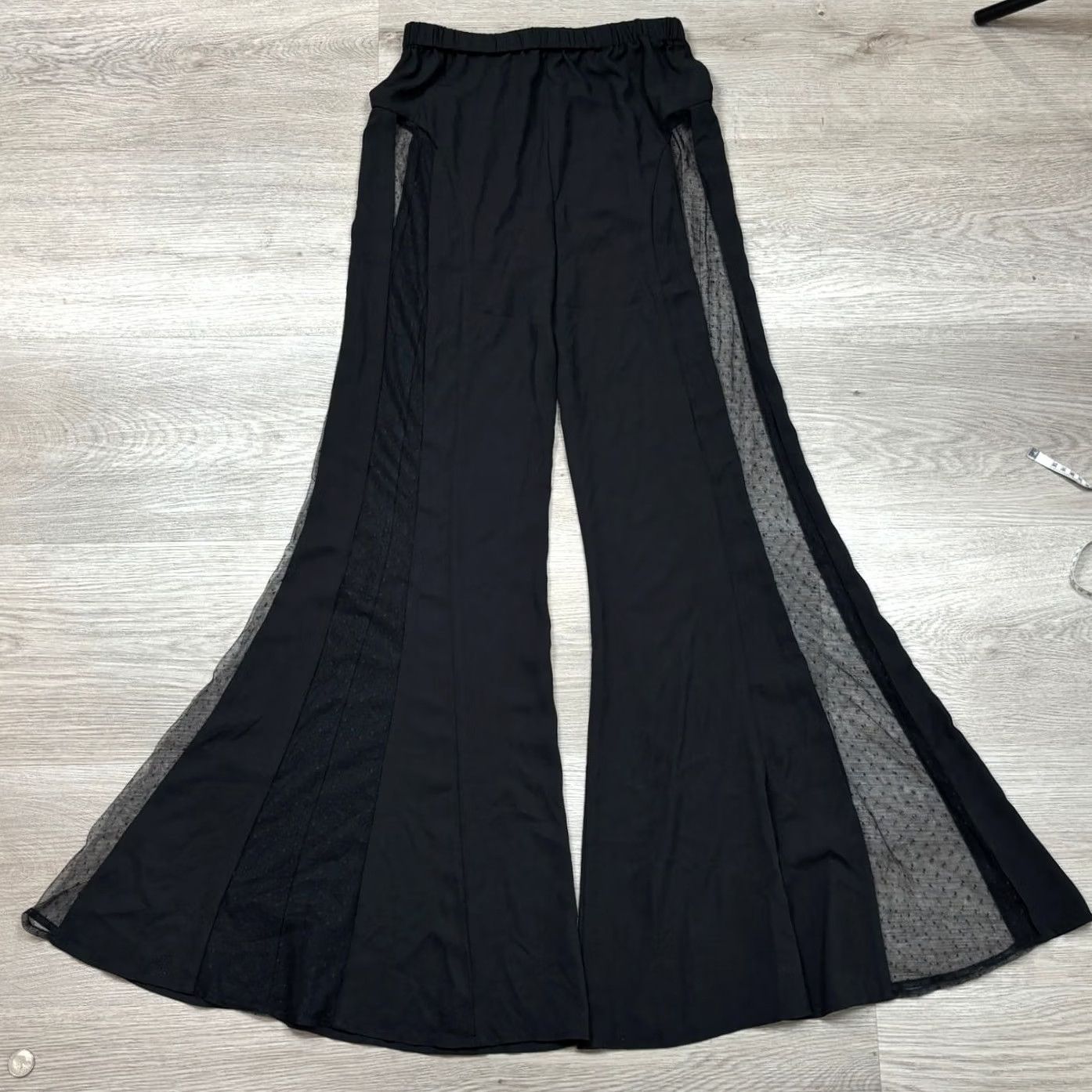 Staud STAUD Very Rare Lace Panel Flare Resort Lounge Pants Women’s 4 Black Palazzo Regular Womens 4 Size 27" / US 4 / IT 40 - 3 Thumbnail