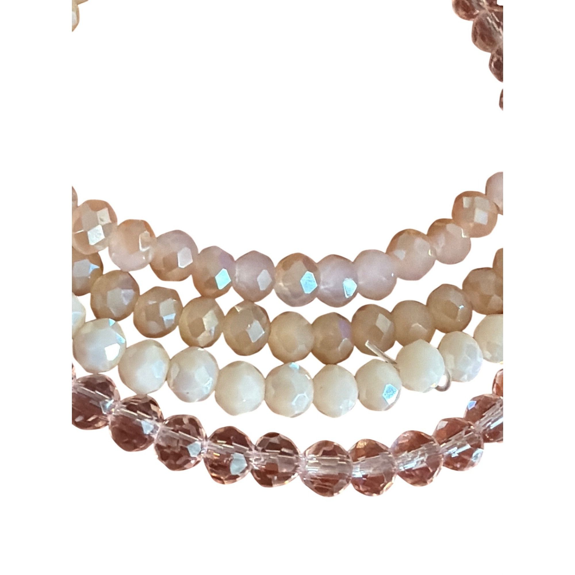 Other Lot of 4 Pink Clear Crystal Glass Quartz Bead Stretch Bracel Size ONE SIZE - 2 Thumbnail
