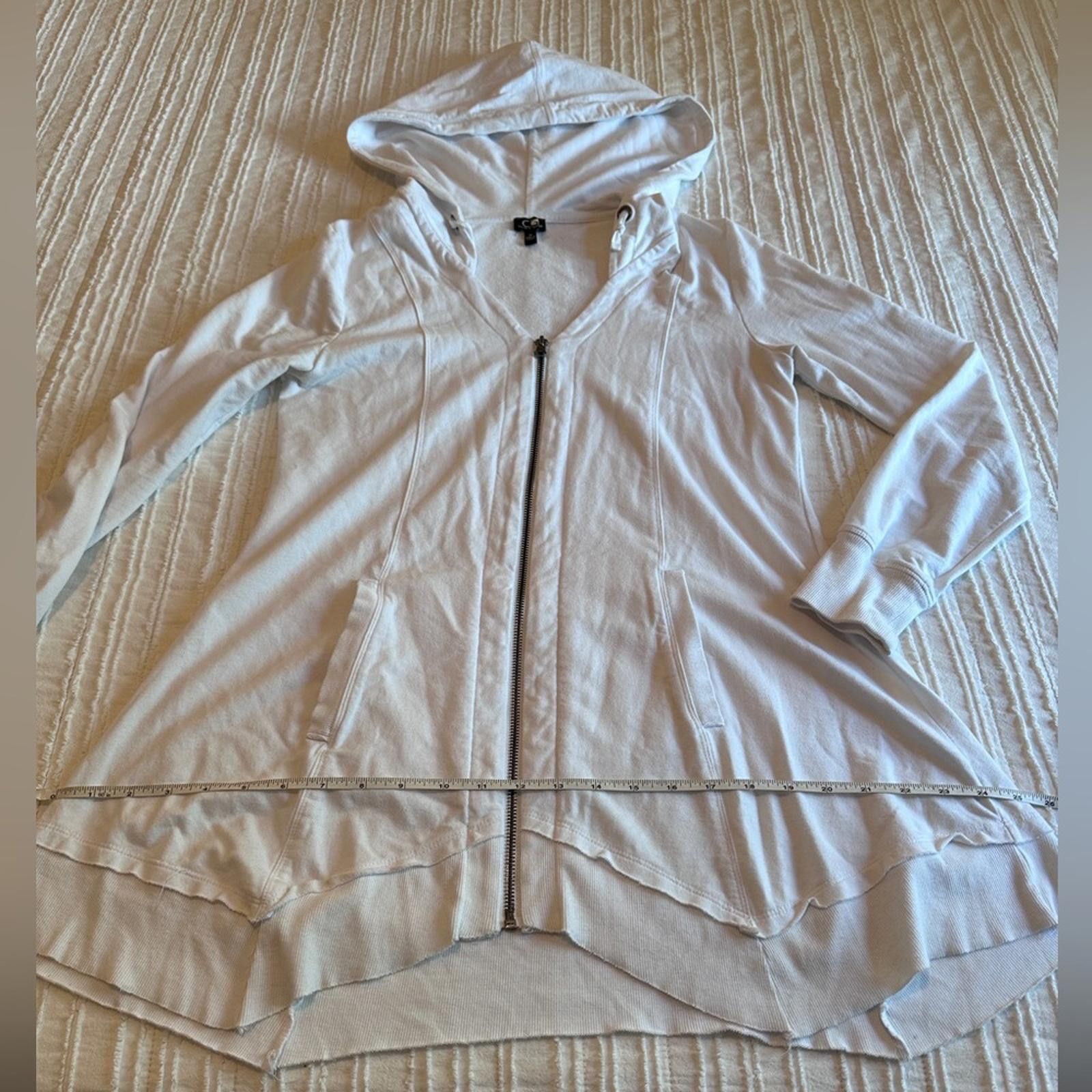 Other CABLE & GAUGE zippered hoodie medium tunic pockets white EUC Size M / US 6-8 / IT 42-44 - 6 Thumbnail