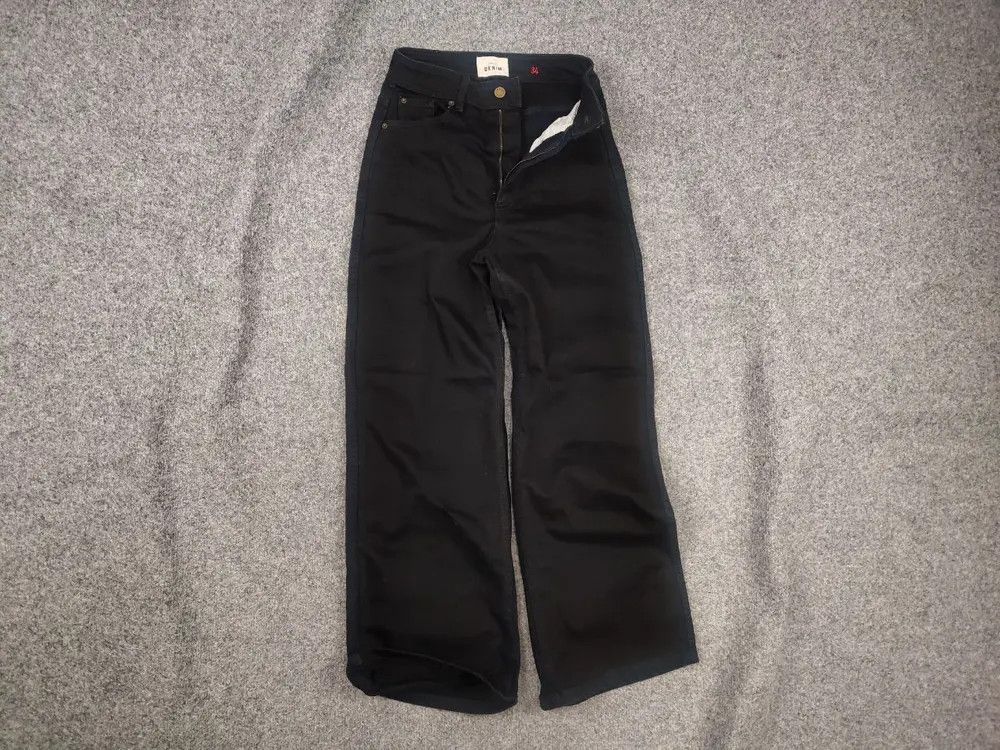 Sezane Sezane denim Le crop Black Wide Leg Minimalist Design Jeans Size 26" / US 2 / IT 38 - 2 Thumbnail