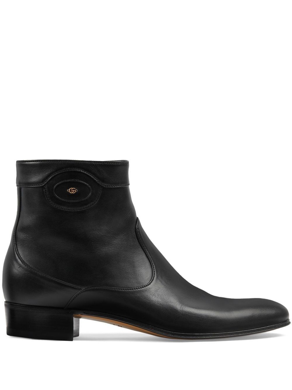 image of Gucci Double G Leather Ankle Boots in Black, Men's (Size 11)