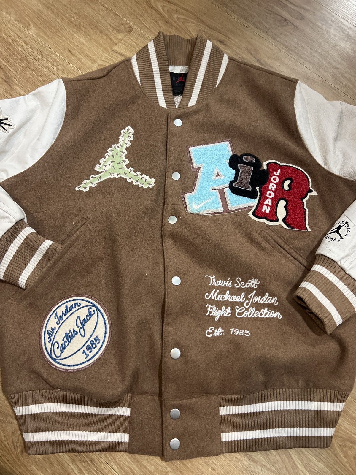 Jordan Brand × Travis Scott 🌵Air Jordan x Travis Scott Varsity Jacket 'Antique Brown' Size US M / EU 48-50 / 2 - 3 Thumbnail