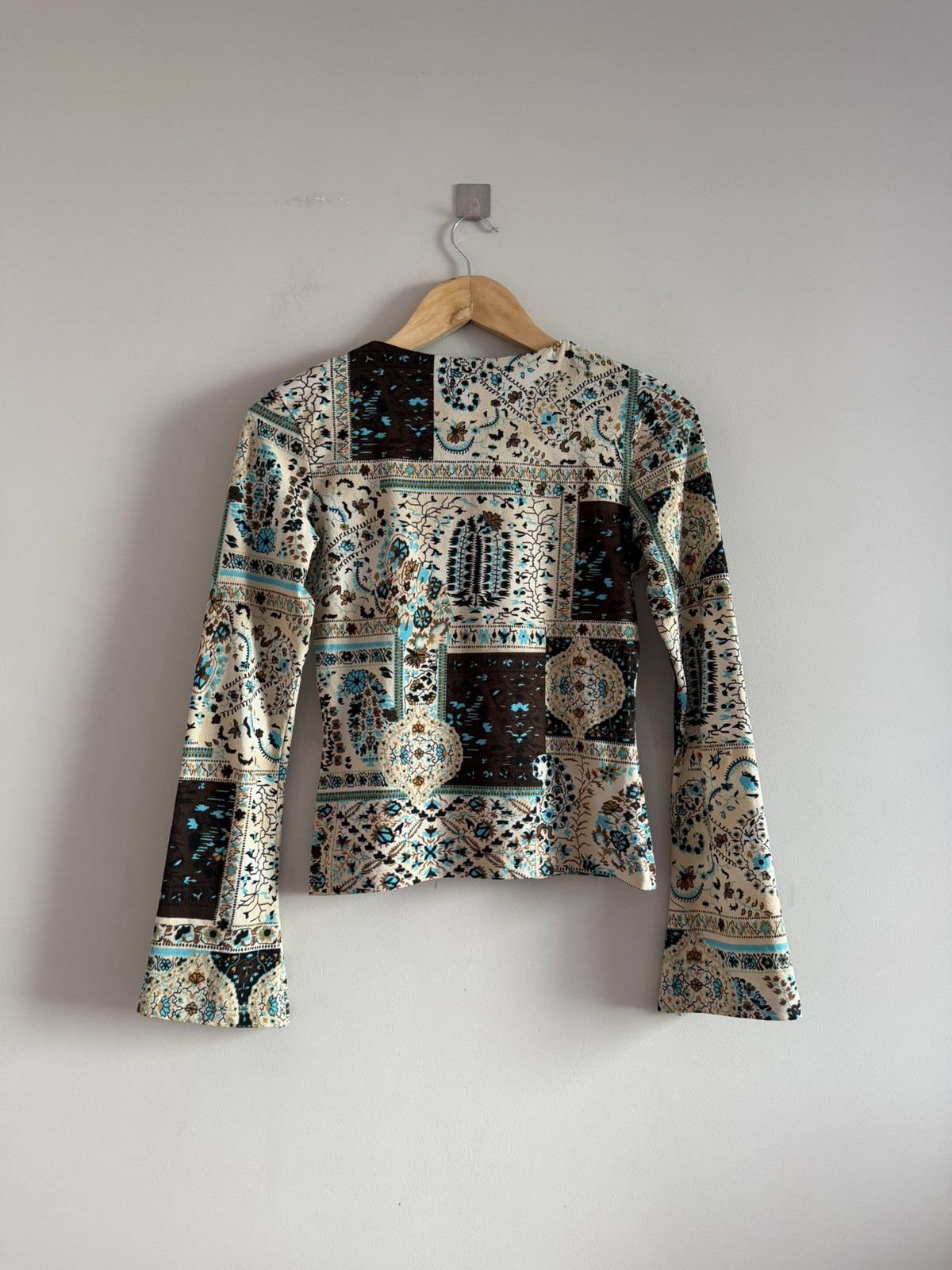 Vintage Y2K Paisley Patchwork Flare Sleeve Top Size S / US 4 / IT 40 - 5 Thumbnail