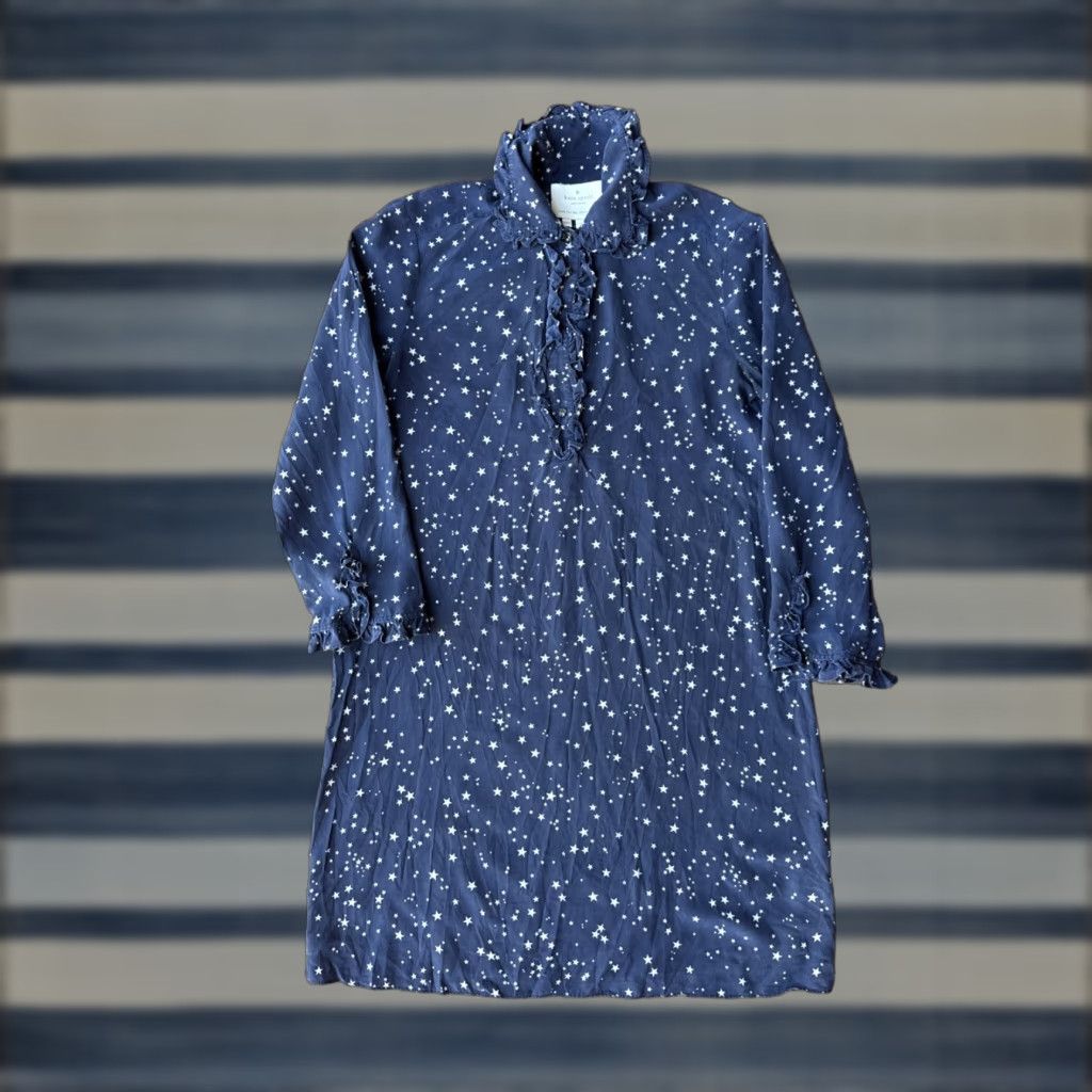 Vintage kate spade new york Silk Star Print Dress Women's 2XS Blue 3/4 Sleeve Knee Length Mini Casual Party/Cocktail Vintage No N/A Size XXS / US 00 / IT 34 - 1 Thumbnail