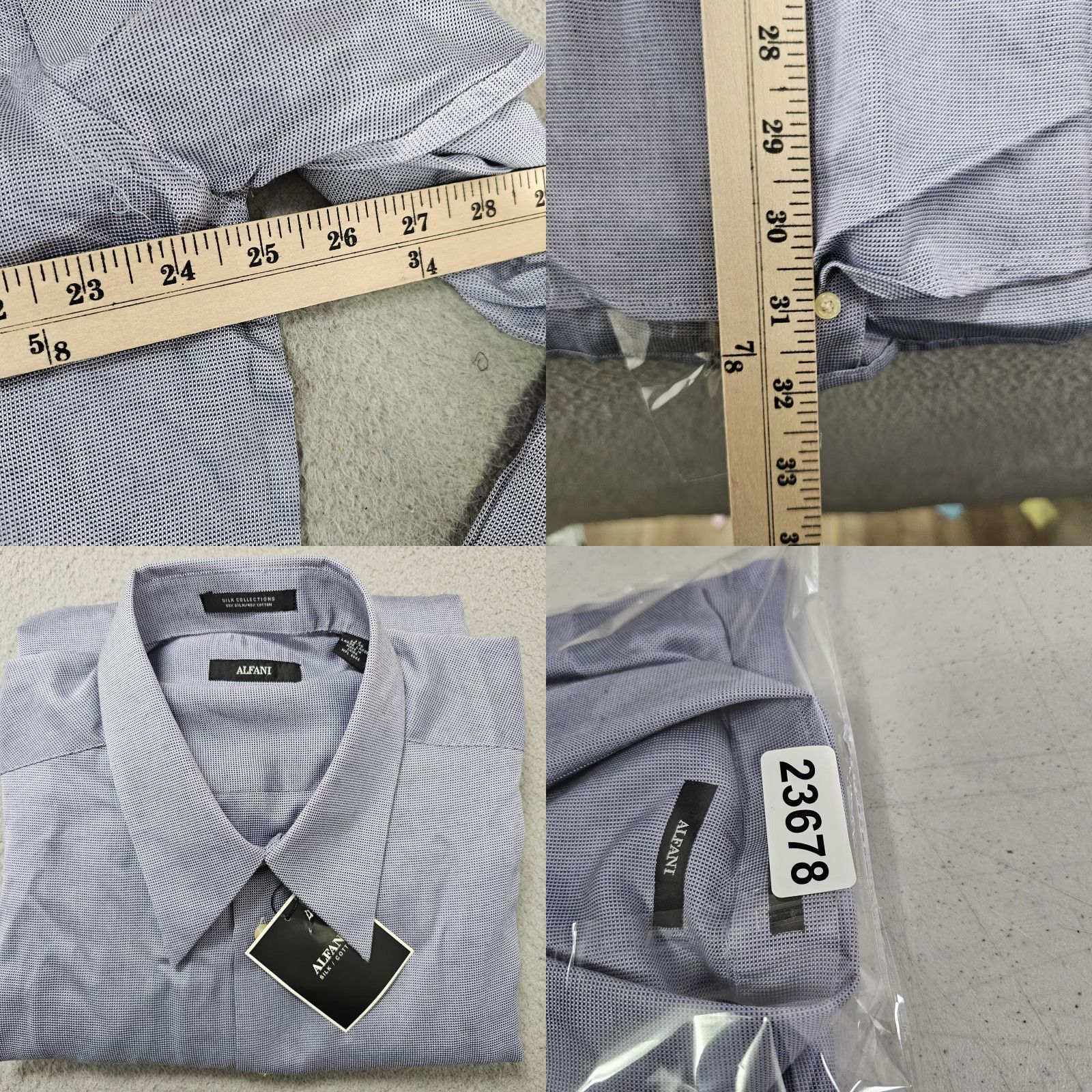Alfani Alfani Dress Shirt Mens L 17 34/35 Blue Check Silk Cotton Long Sleeve Barrel Cuff Neck 17-34/35 Shirt Mens Regular Size 42R - 8 Thumbnail