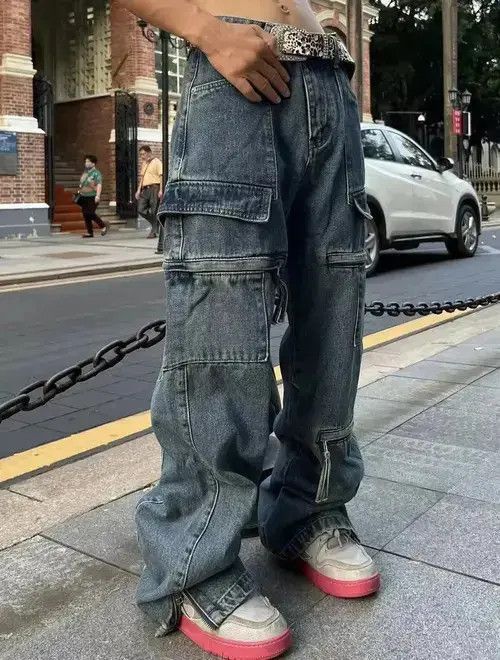 Japanese Brand Y2k Baggy Cargo Pants Denim Baggy Jeans Trousers Size US 30 / EU 46 - 4 Thumbnail