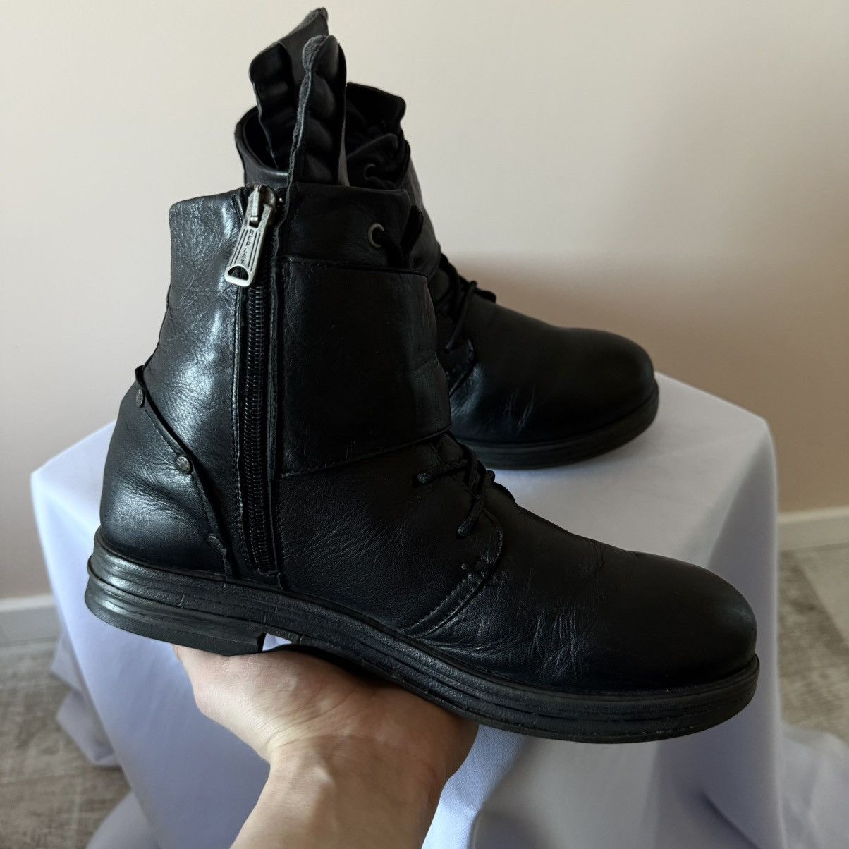 Dirk Bikkembergs RARE Replay AS 98 Style Black Ankle Boots Rick Owens Vibe Size US 7 / EU 40 - 8 Thumbnail
