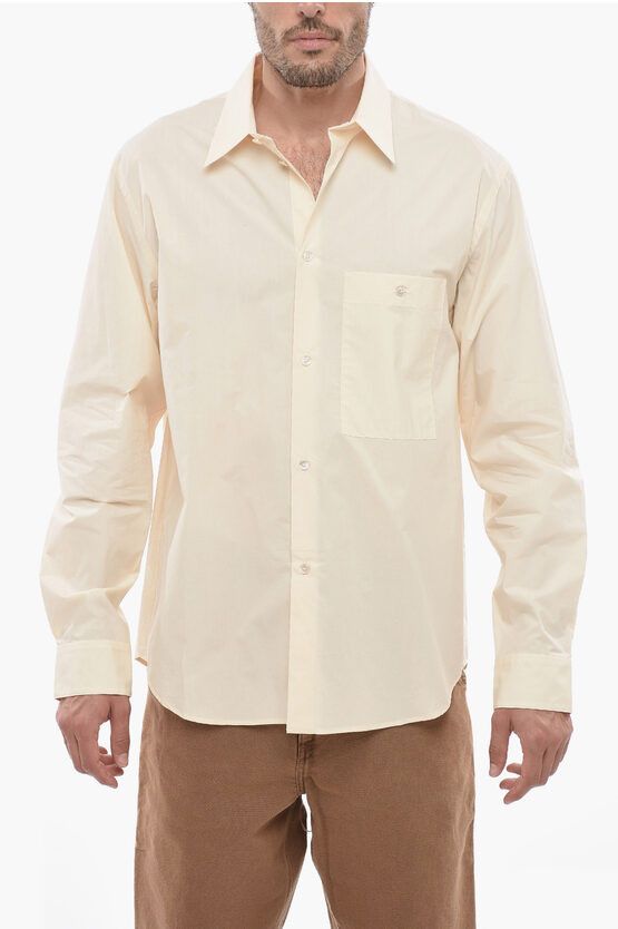 image of Studio Nicholson Cotton Poplin Slim Fit Shirt in Beige, Men's (Size Small)