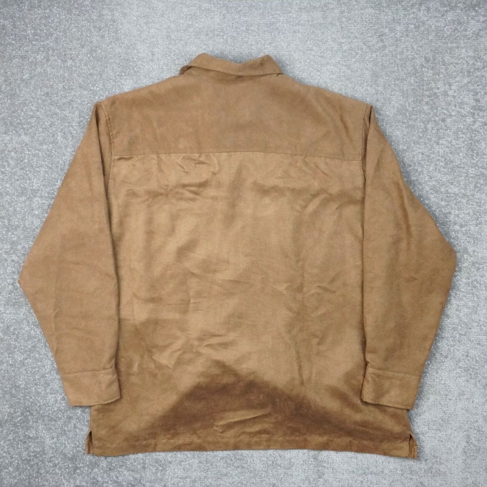 Cubavera Cubavera Shirt Mens L Brown Faux Suede Long Sleeve Collared Button Down Size US L / EU 52-54 / 3 - 2 Thumbnail
