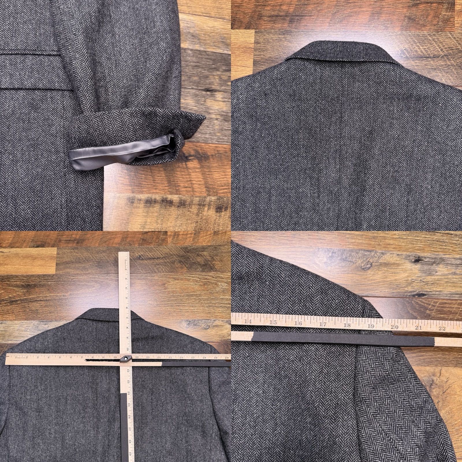 Tommy Hilfiger Tommy Hilfiger Blazer Sport Coat Gray Wool Tweed Herringbone 42 Regular Notch Lapel Double-Vented Chest 44 Button 2-Button Classic Mens Dress Coat Size 42R - 8 Thumbnail
