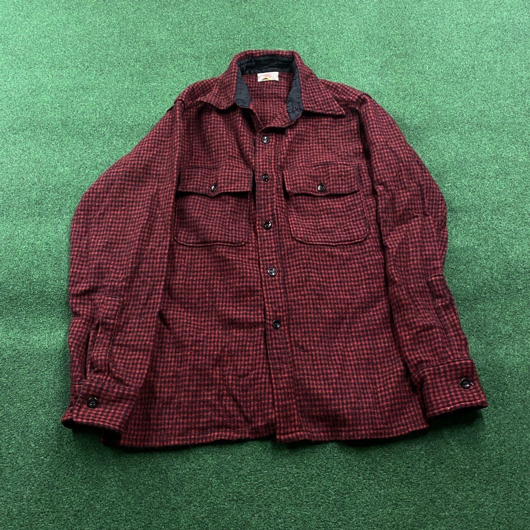 Vintage VINTAGE Brent Wool Flannel Shirt Mens M Red Black Plaid 50S 60S Button Up Long Sleeve Collared Woolendeavor? Size US M / EU 48-50 / 2 - 2 Thumbnail
