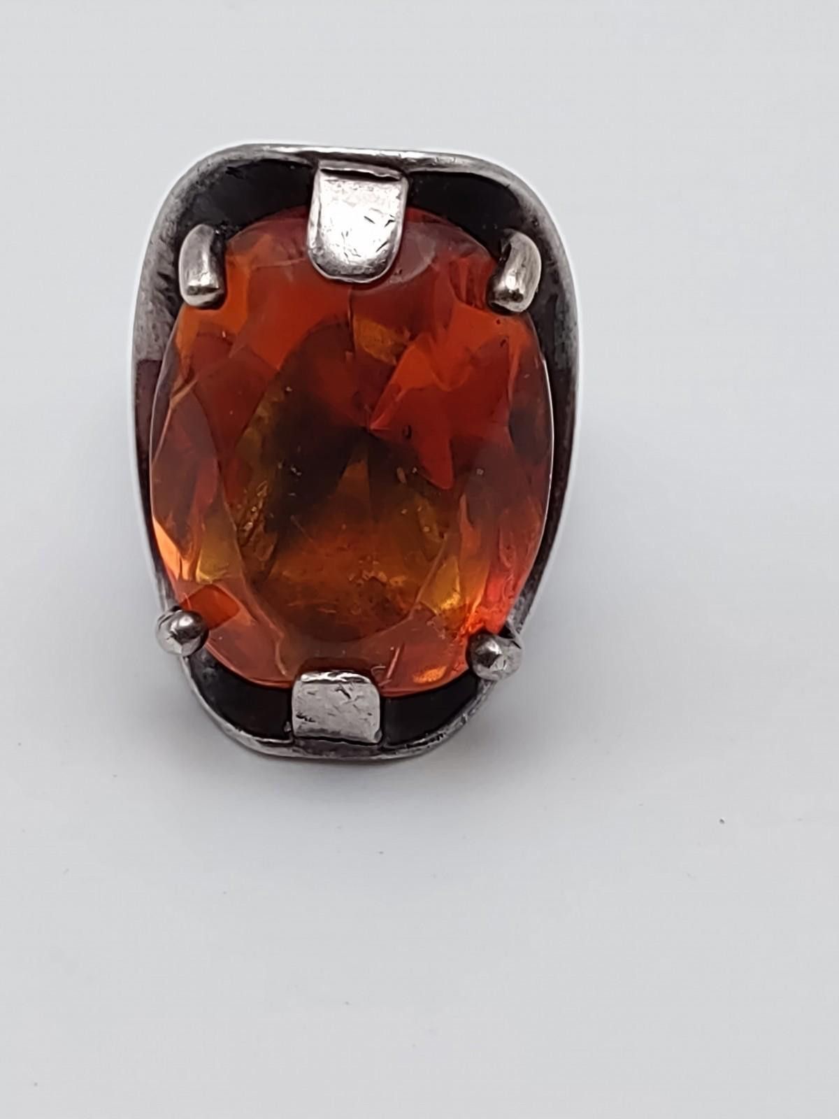 The Unbranded Brand Large Baltic Amber Ring 925 Sterling Poland Size 7 Size ONE SIZE - 1 Thumbnail