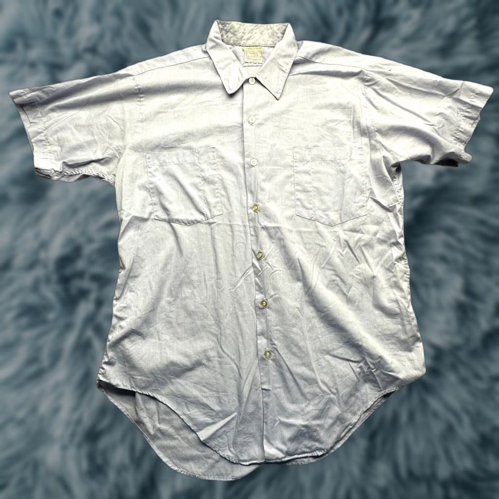 Vintage VINTAGE Conqueror Post Office Shirt Union Made XL Men Short Sleeve Blue 60s 50s 70s USA Button-Up Sanforized Size US XL / EU 56 / 4 - 1 Thumbnail