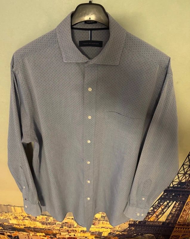Tommy Hilfiger Tommy Hilfiger Blue Polka Dot Cotton Regular Fit Shirt M Size US M / EU 48-50 / 2 - 1 Thumbnail