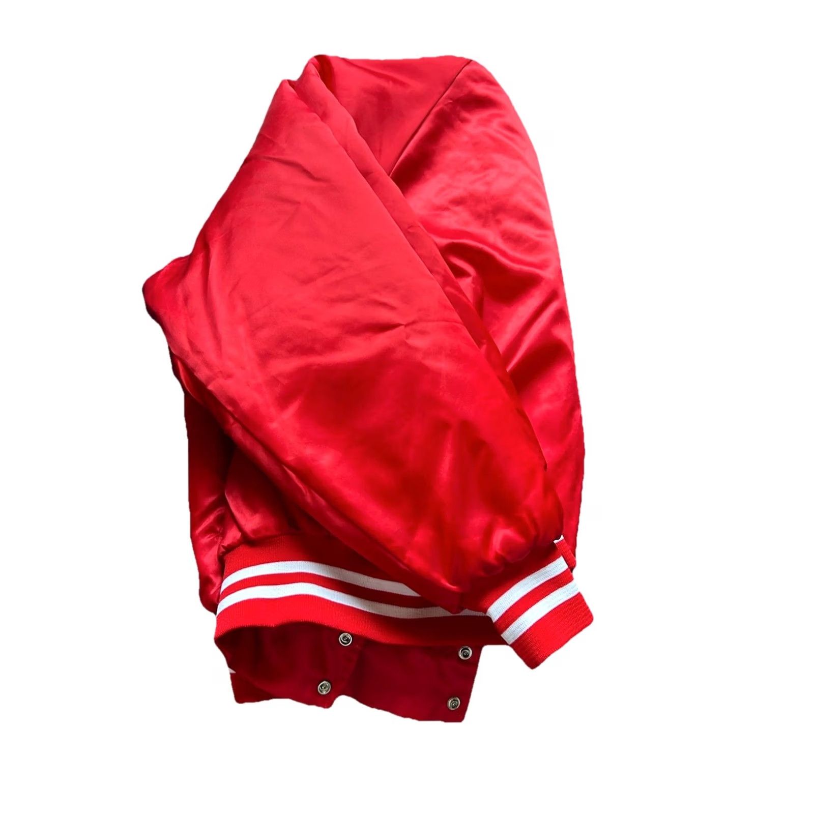 Budweiser Vintage Budweiser Nylon Satin Quilted Jacket - XL Men's Bomber Jacket - USA Made - 80s Vintage Style - Red - 54" Chest - 27" Pit to Pit Size US XL / EU 56 / 4 - 4 Thumbnail