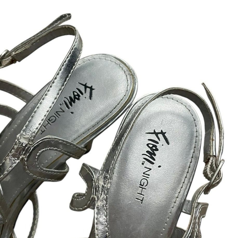 Other Fioni Night Silver Strappy Open Toe Stiletto High Heels Size US 8 / IT 38 - 7 Thumbnail