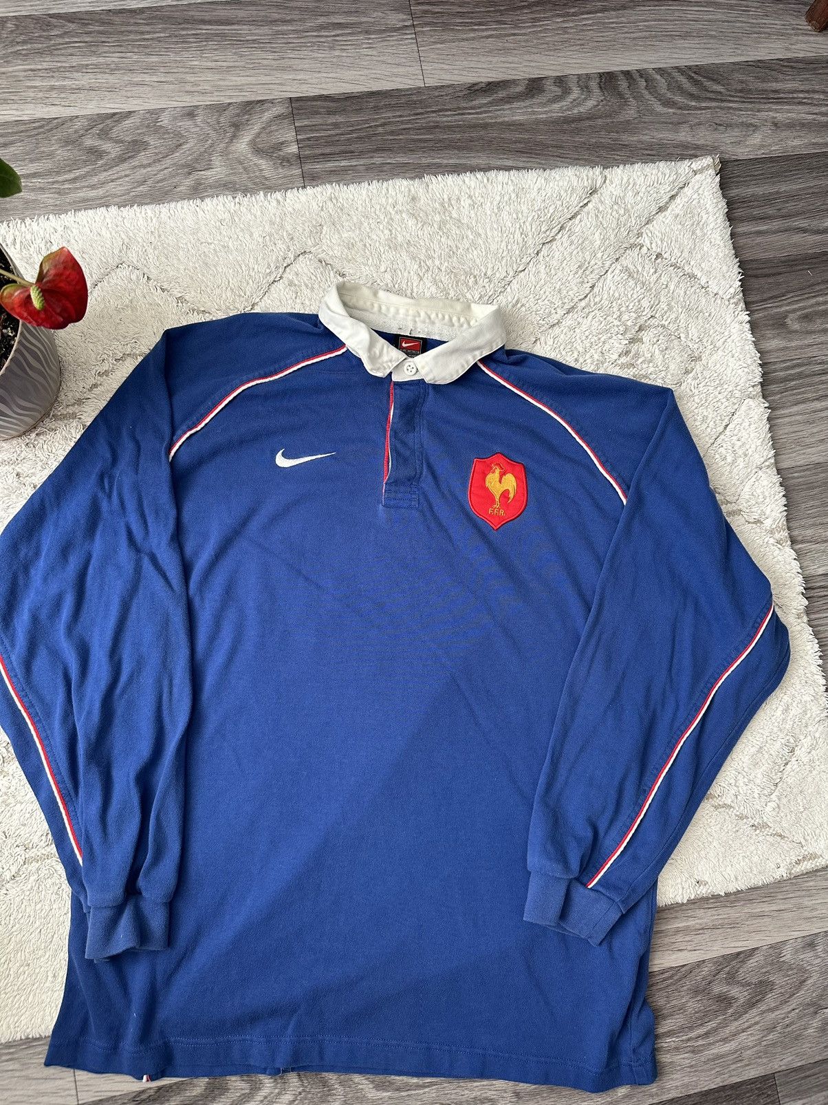 Nike Nike Vintage 90s France Rugby Union Blue Longsleeve Jersey Size US XL / EU 56 / 4 - 1 Thumbnail