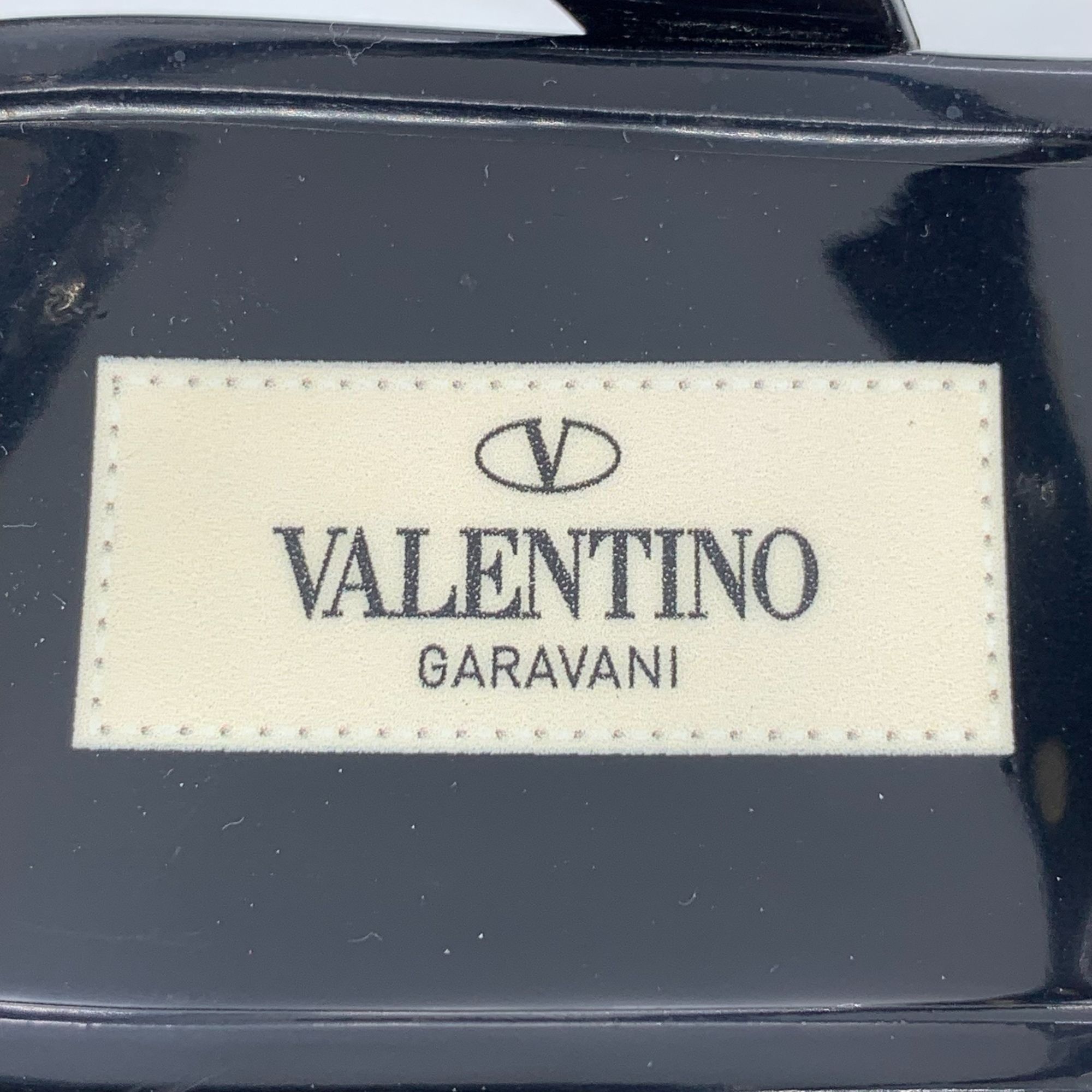 Valentino VALENTINO GARAVANI Black Patent Leather Rockstud Flat Sandal Size US 7 / IT 37 - 2 Thumbnail
