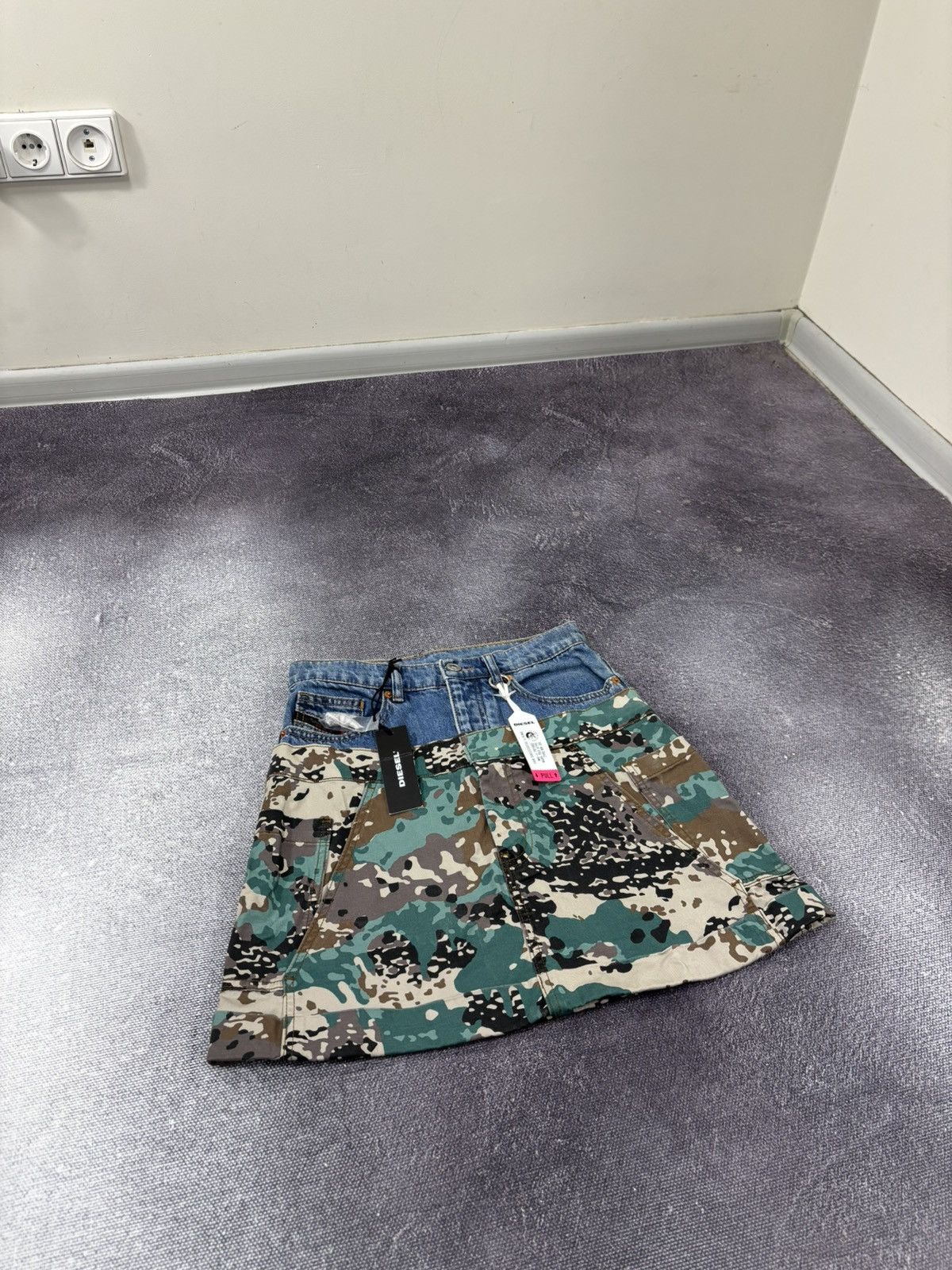 Diesel Diesel O-Cali-A Y2K Utility Denim Camo Layered Mini Skirt Size 24" / US 00 / IT 34 - 3 Thumbnail