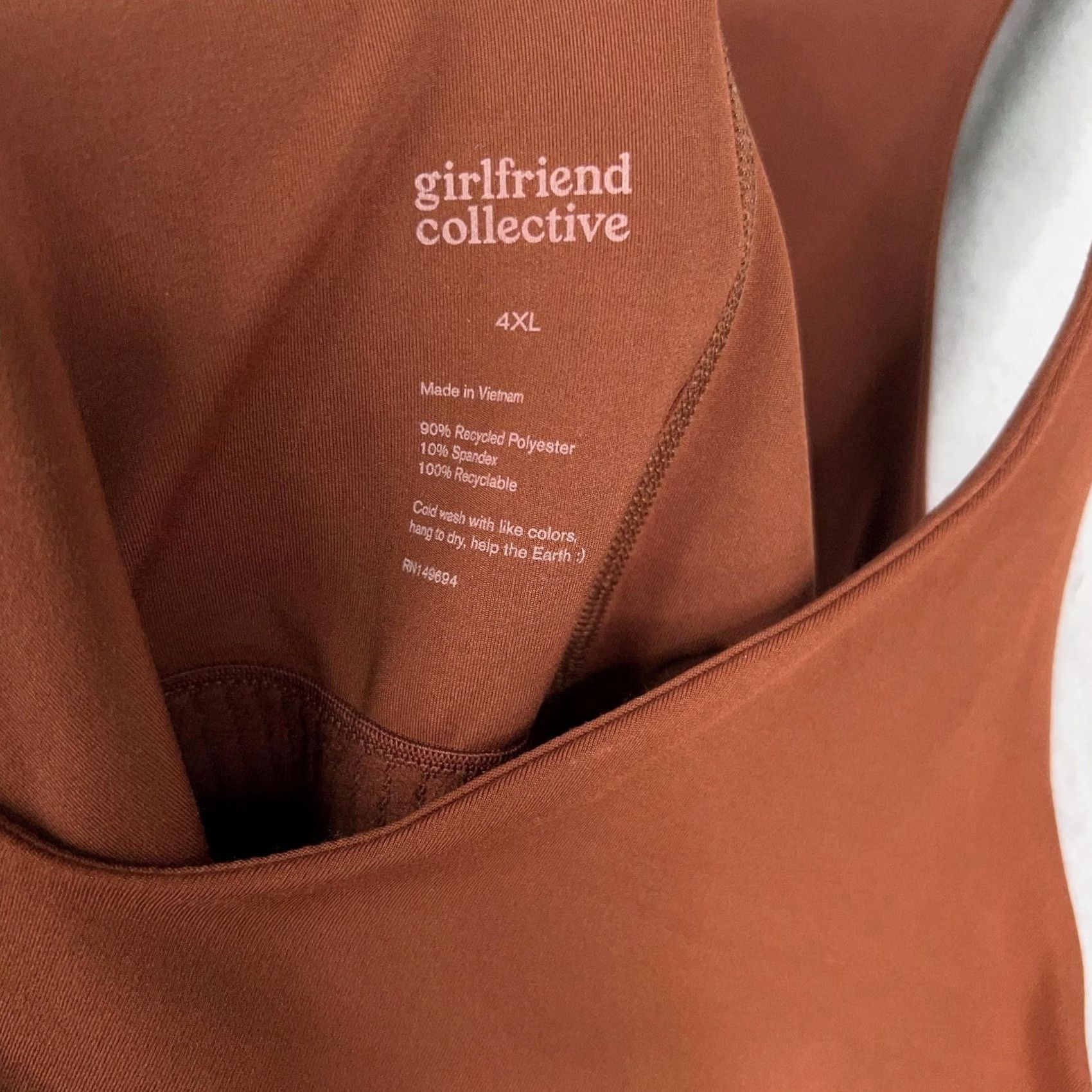 Girlfriend Collective Girlfriend Collective Dress Womens 4XL Rust Racerback Built In Shorts Pockets Sleeveless V-Neck Casual Sport Knit Jersey Polyester Spandex Size 40" / US 18 - 7 Thumbnail