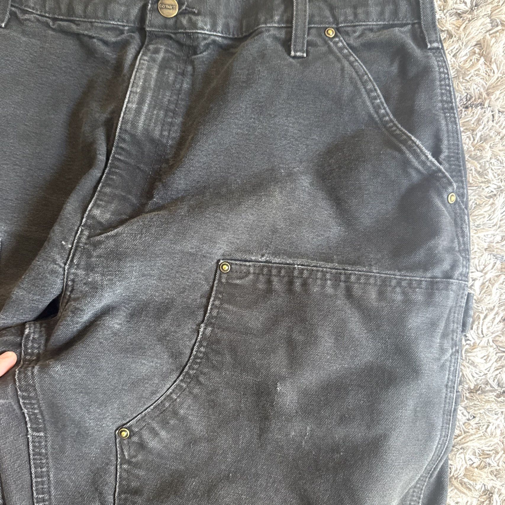 Carhartt VINTAGE Carhartt Jeans 00s Black Double Knee Carpenter Workwear Men’s 38x27 Straight 90s Mens Size US 38 / EU 54 - 6 Thumbnail