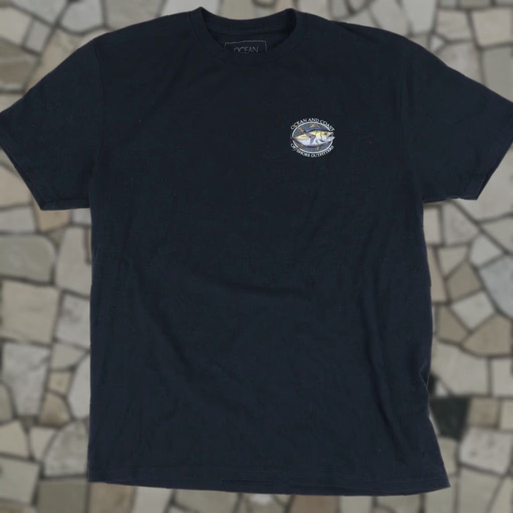 Vintage Ocean + Coast Tuna Playing Card Solid T-Shirt Navy Blue Men's XL Size US XL / EU 56 / 4 - 1 Thumbnail
