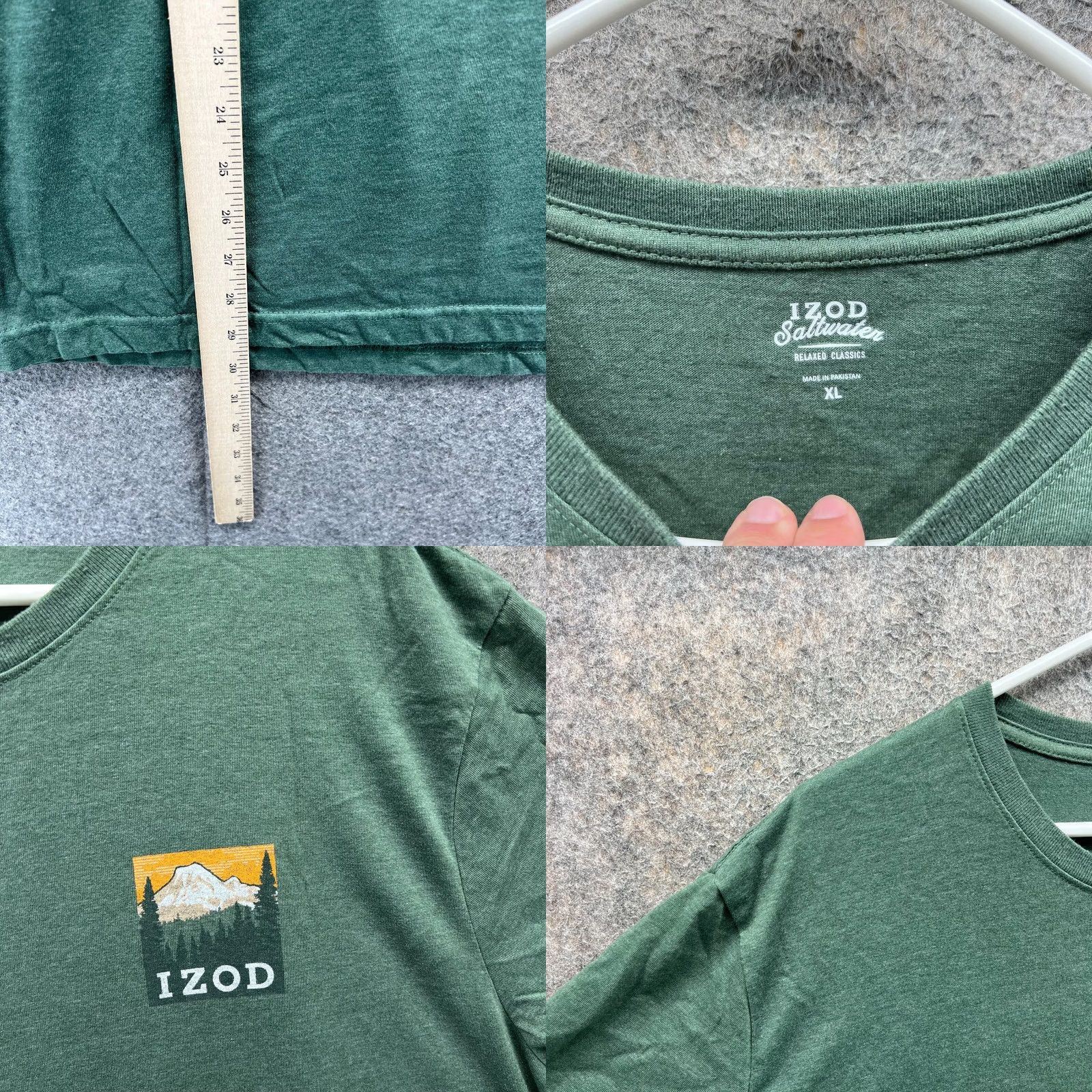 Izod VINTAGE IZOD Shirt Mens XL Green Crewneck Saltwater The Summit Cotton XL TEE Size US XL / EU 56 / 4 - 8 Thumbnail