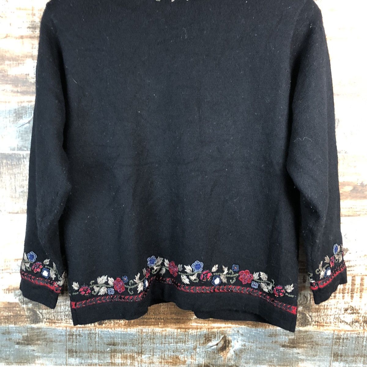Homespun Knitwear × Japanese Brand Unchicpull Black art Patterned Cardigans #A2996 Size M / US 6-8 / IT 42-44 - 16 Thumbnail