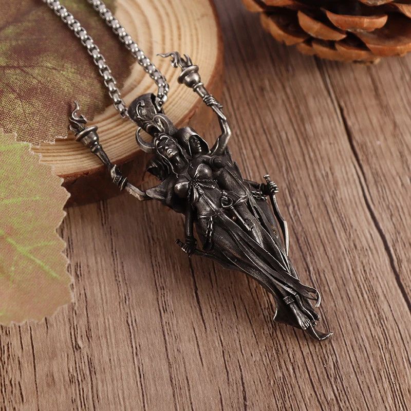 Jewelry Three Witch Swordsman Pendant Necklace Gothic Trend Jewelry Size ONE SIZE - 2 Thumbnail