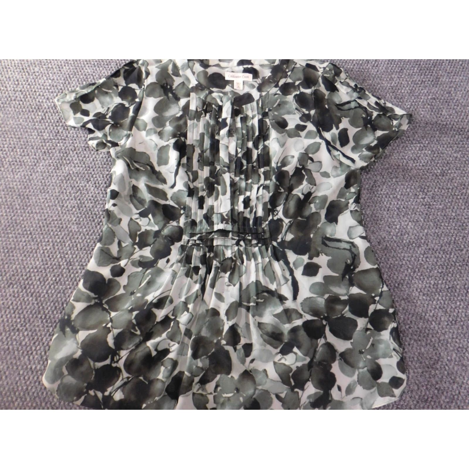 Coldwater Creek Coldwater Creek Blouse M Womens Green Floral Short Sleeve Crew Neck Pullover Casual Regular Stretch Shirts Size M / US 6-8 / IT 42-44 - 3 Thumbnail