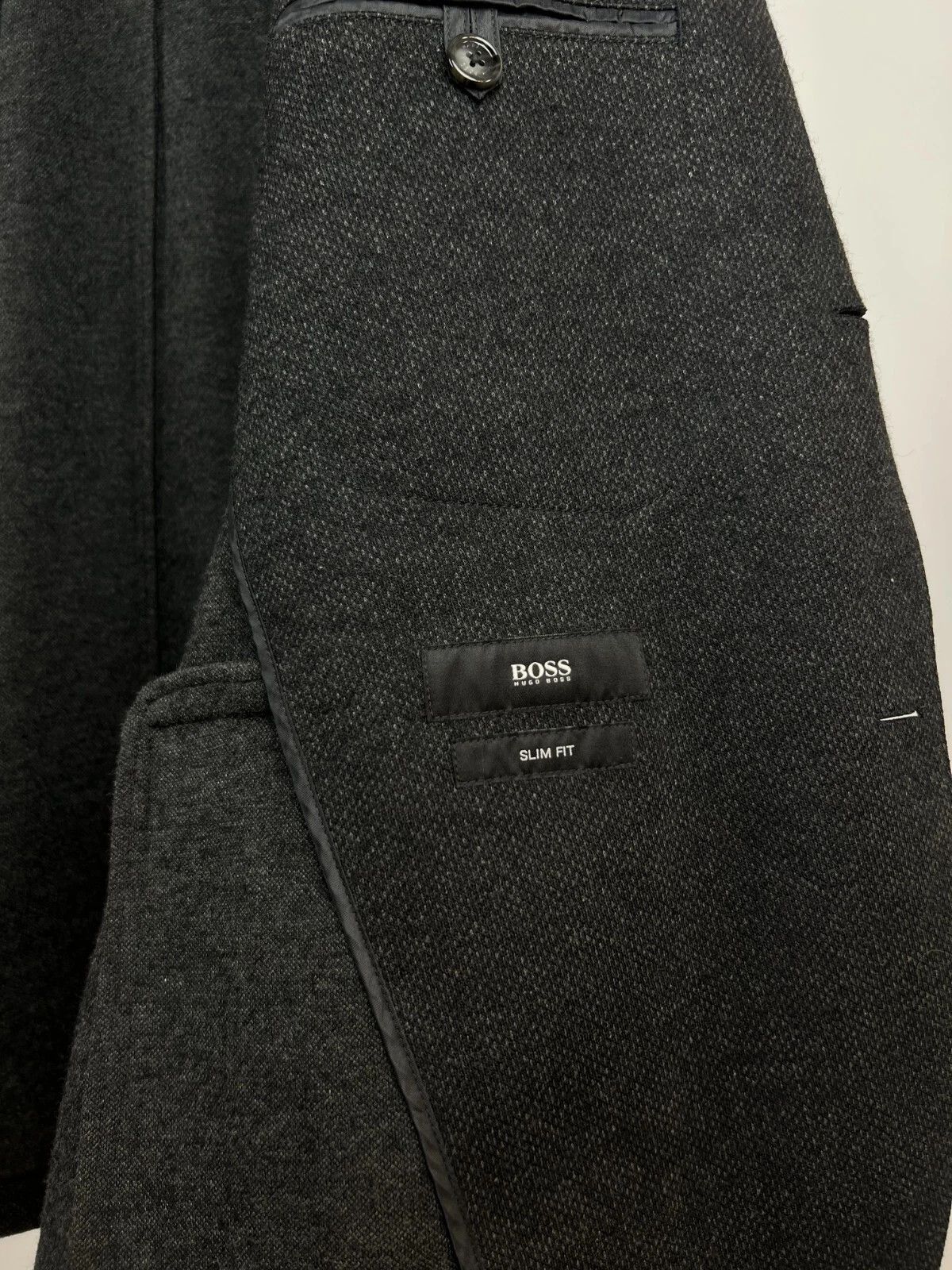 Hugo Boss Hugo Boss Men's Dark Gray Unlined Slim Fit Blazer Jacket Size 46R - 13 Thumbnail