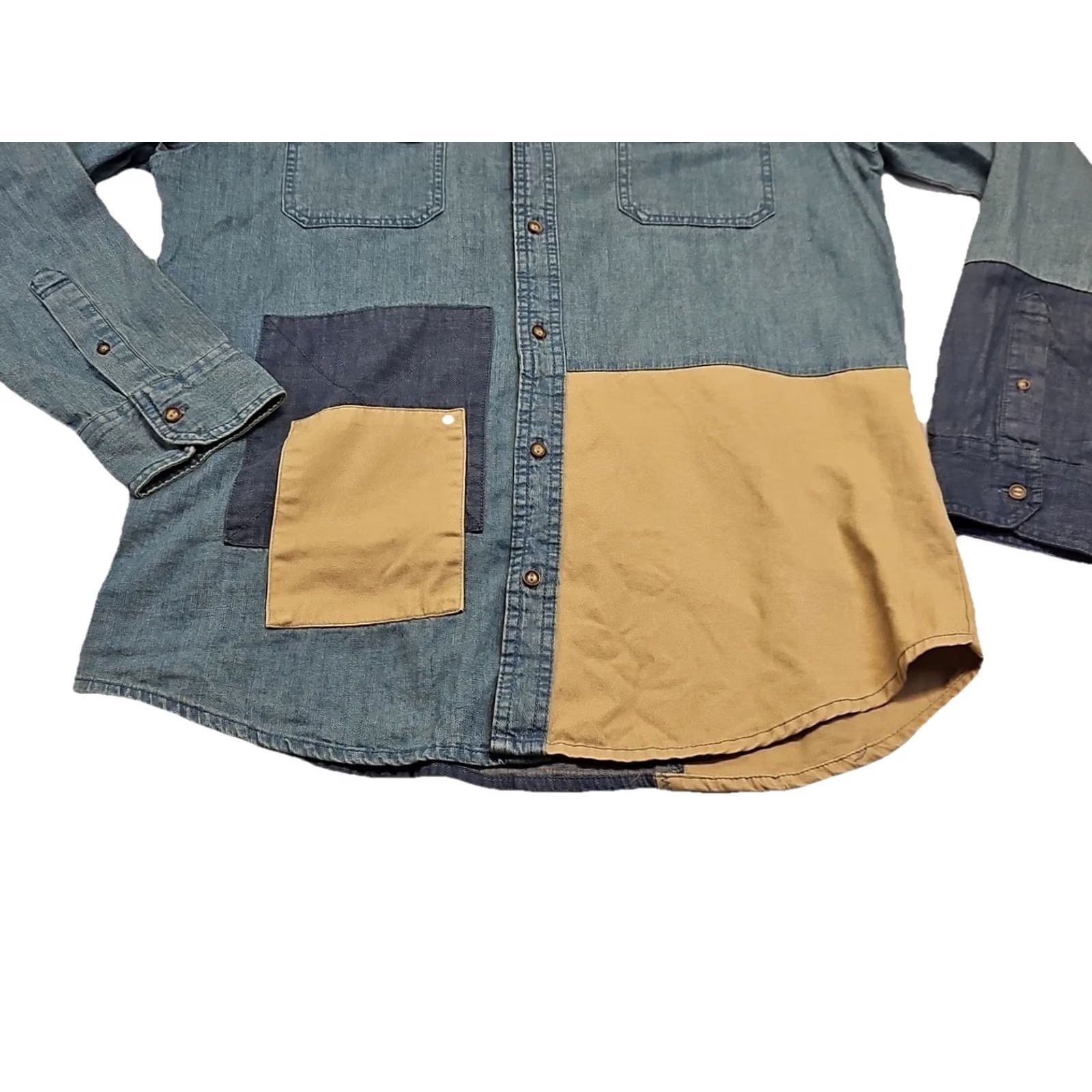 Levi's Levi’s Patchwork Chambray Shirt Mens L Colorblock Denim Button Up Workwear Size US L / EU 52-54 / 3 - 5 Thumbnail