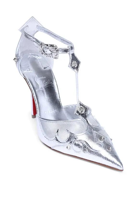 Christian Louboutin os11x0326 Teetiag 100mm Heels in Silver Size US 9 / IT 39 - 2 Thumbnail