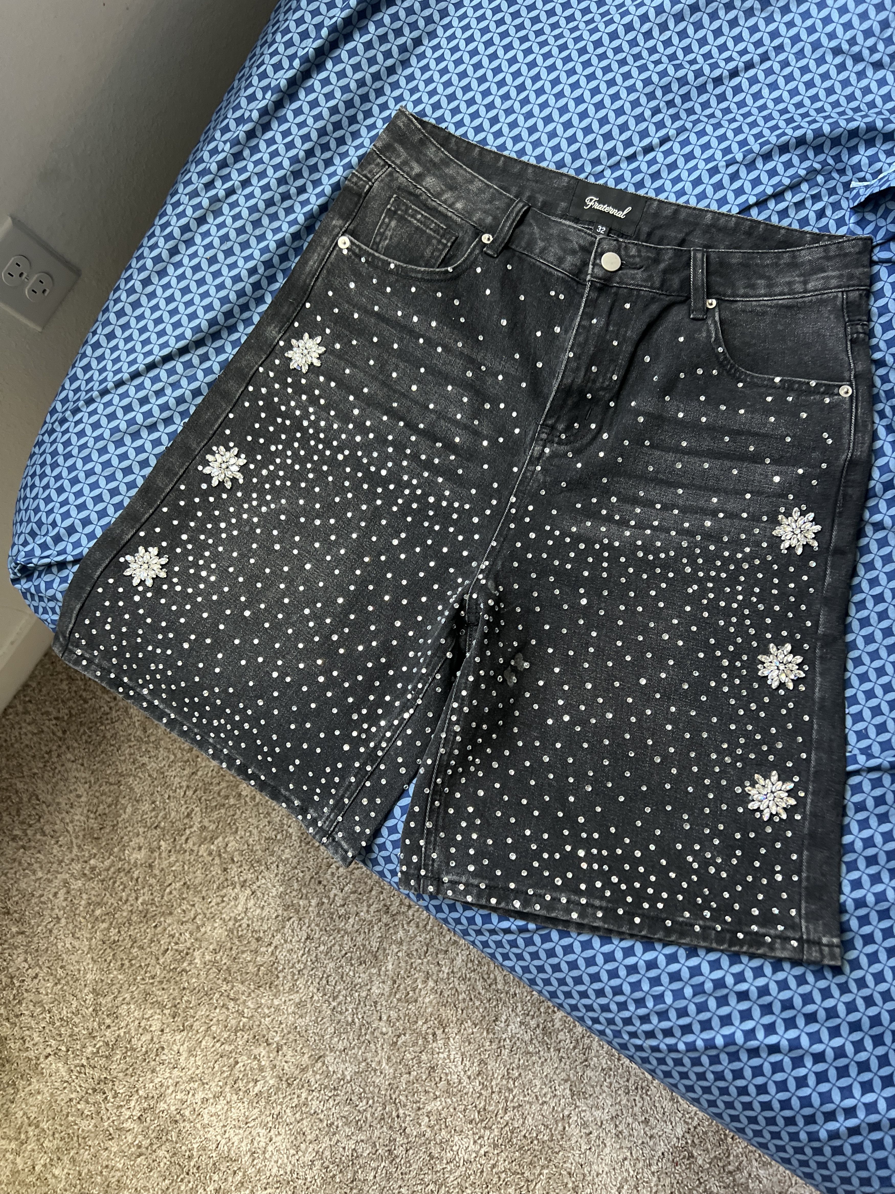 Other Fraternal Denim Shorts With Rhimestones Size US 32 / EU 48 - 1 Thumbnail