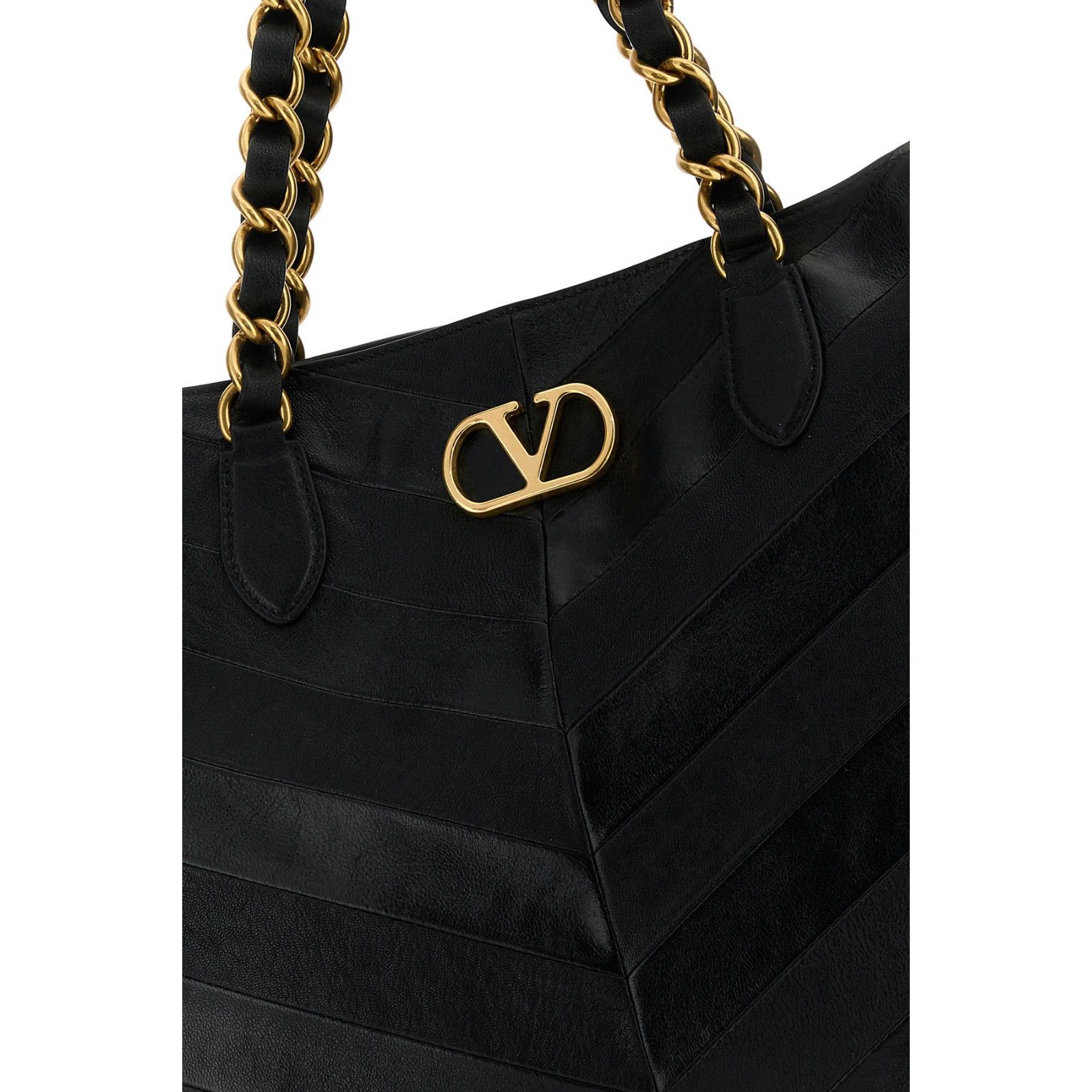 Valentino VALENTINO GARAVANI LaSeine Medium Black Leather Shopping Tot Size ONE SIZE - 4 Thumbnail